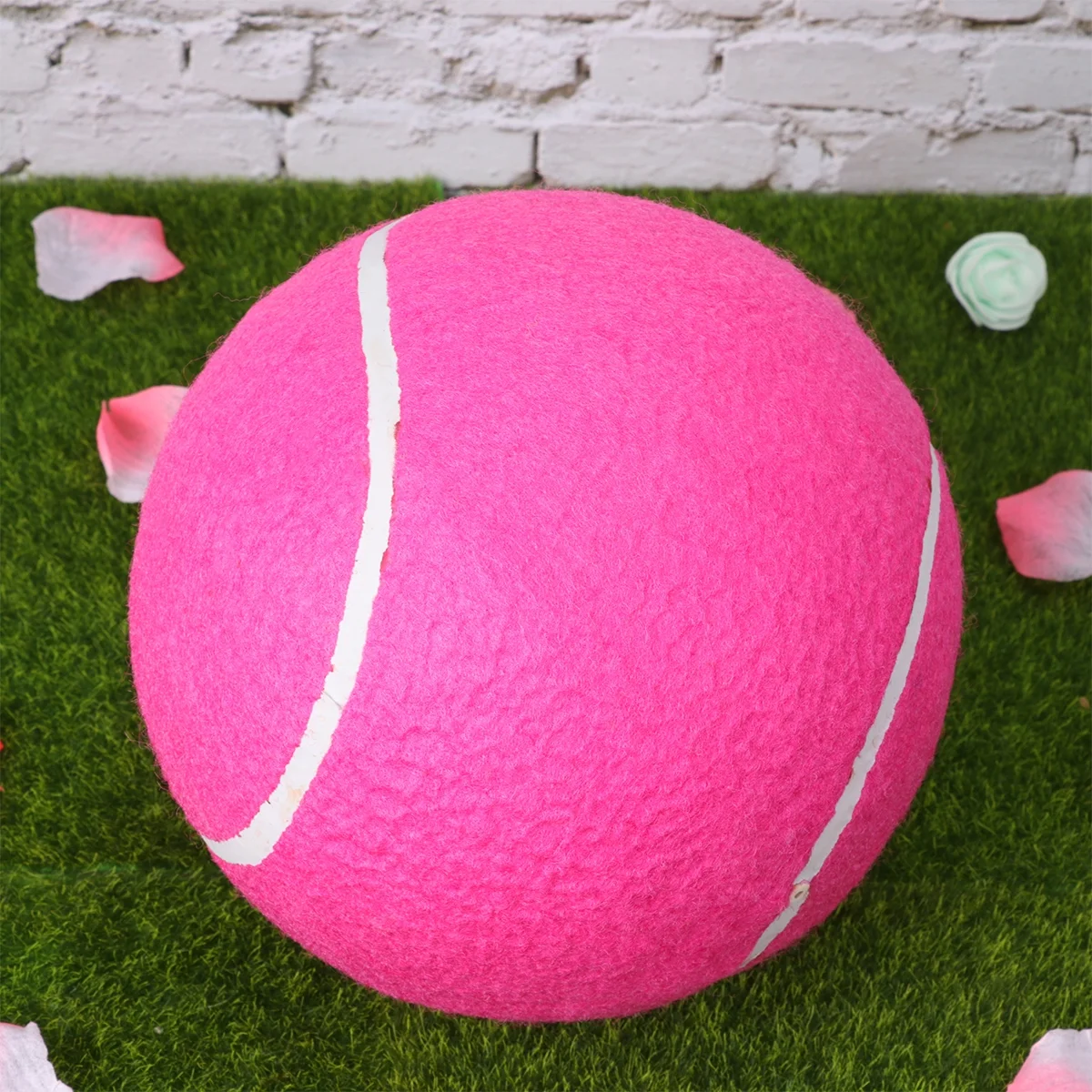 2 pcs  20cm Inflatable Flannel Ball Large Signature Tennis Rubber Ball for Children Outdoor Sports(Pink)