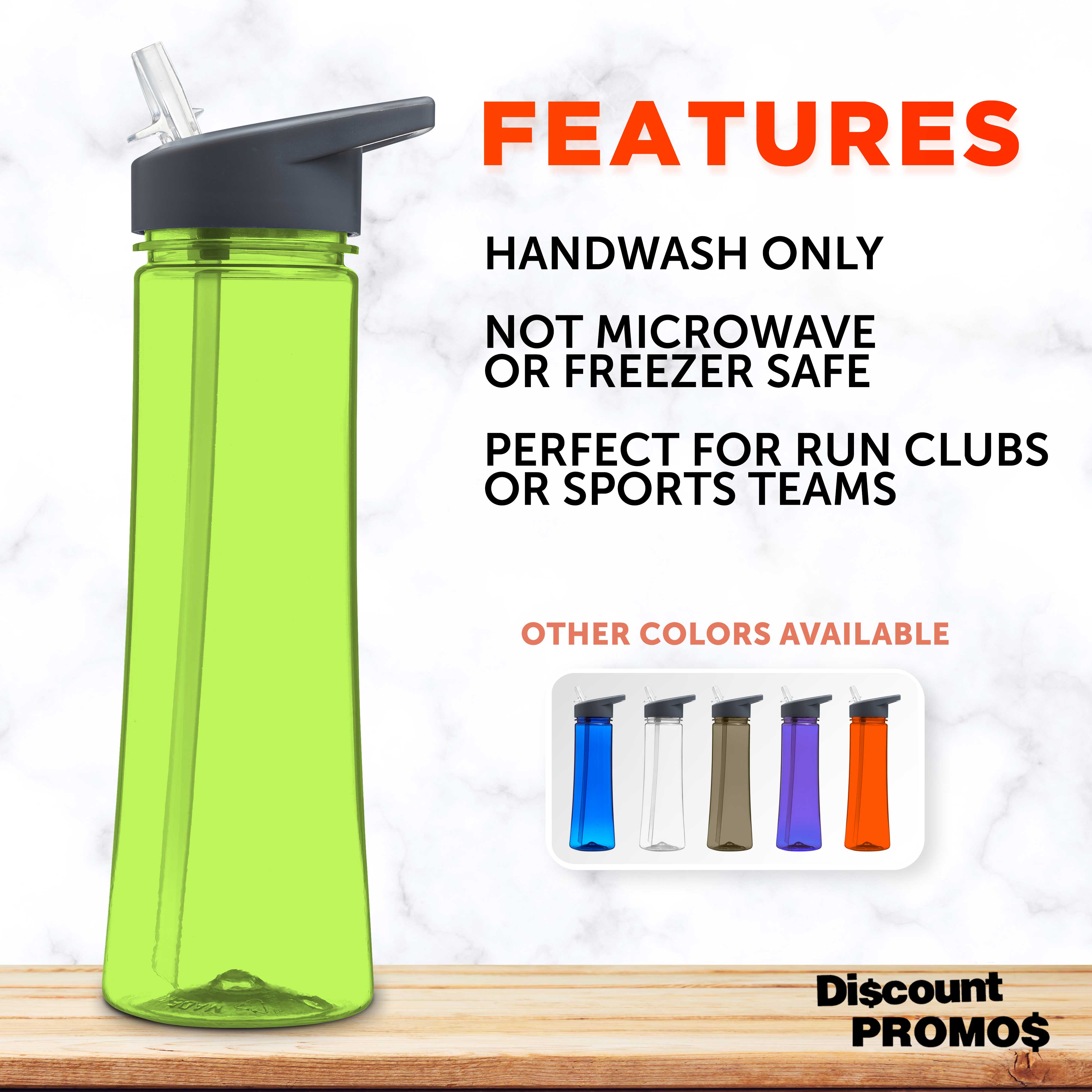 Plastic Bottles with Drink Spout 22 oz. Set of 10, Bulk Pack - Great for Gym, Hiking, Cycling, Camping, Backpacking, School - Lime Green