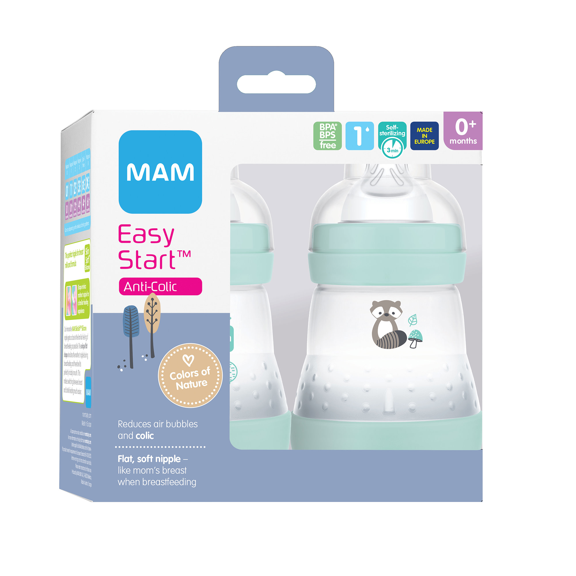 MAM Easy Start Matte Anti-Colic Bottle, 5 oz, Boy, 2 pack