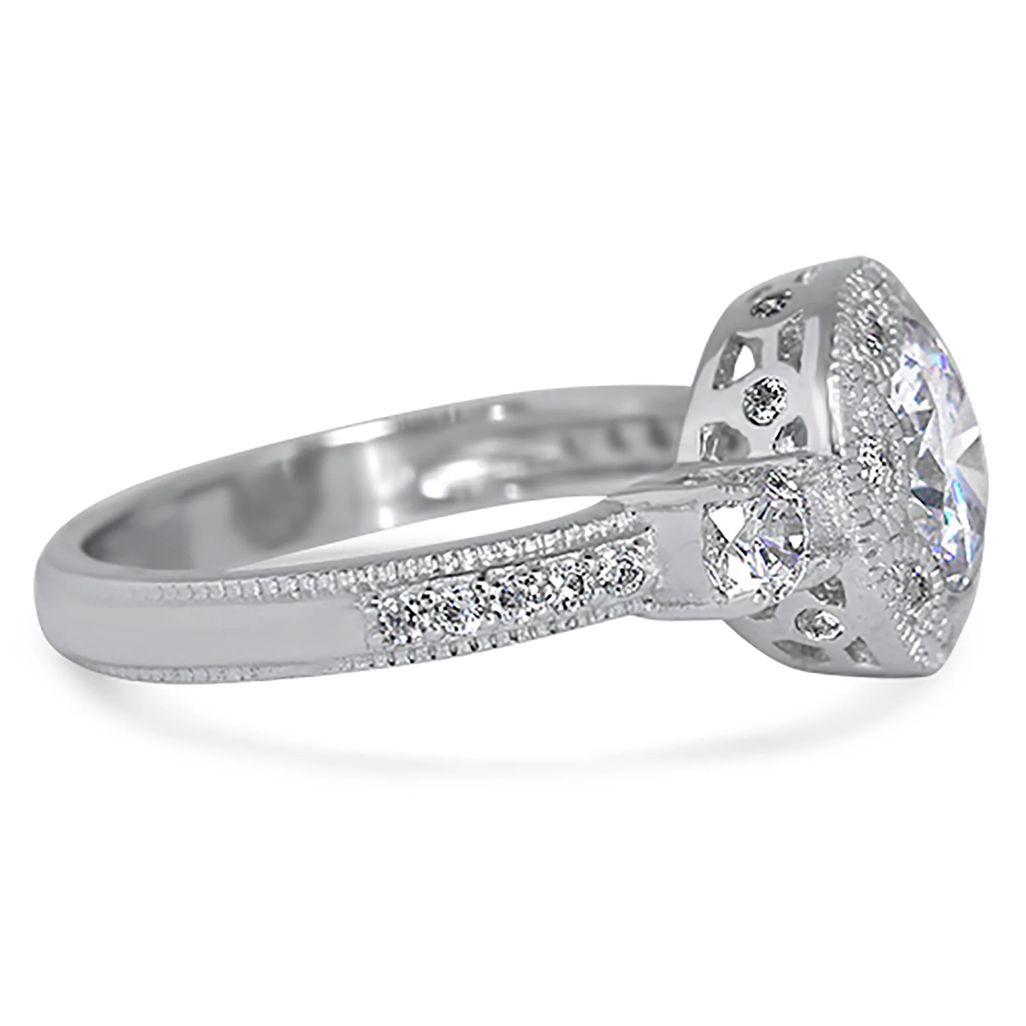 Vintage Art Deco Brilliant Round Engagement Ring for Women Size 7