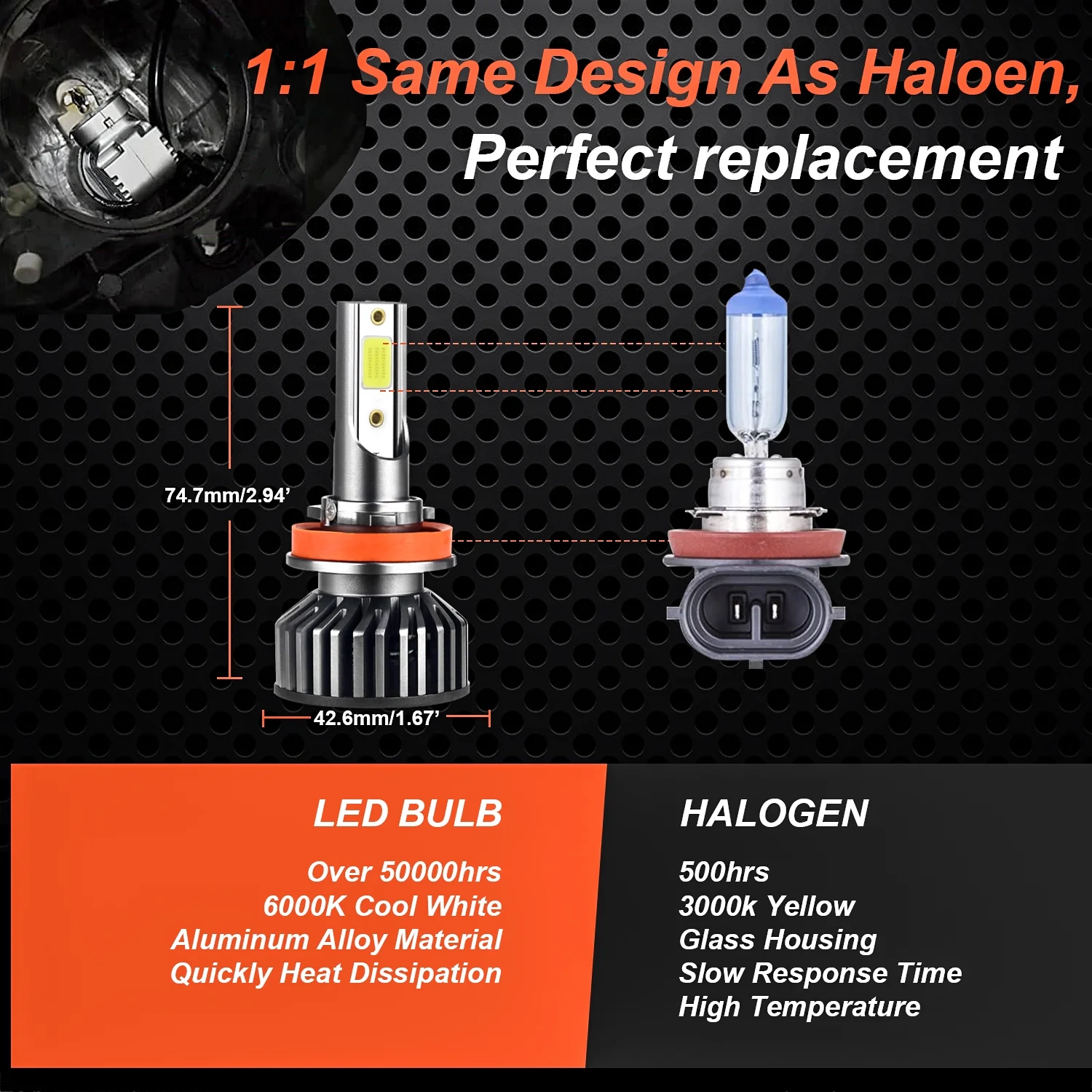 For Malibu LTZ 2008 2009 2010 2011 2012 Headlights,H9 High Beam+H11 Low Beam Bulbs,4pcs