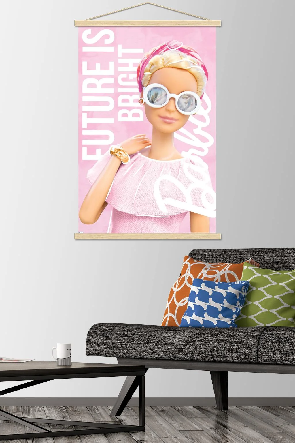 Mattel Barbie - Future is Bright Wall Poster with Magnetic Frame, 22.375