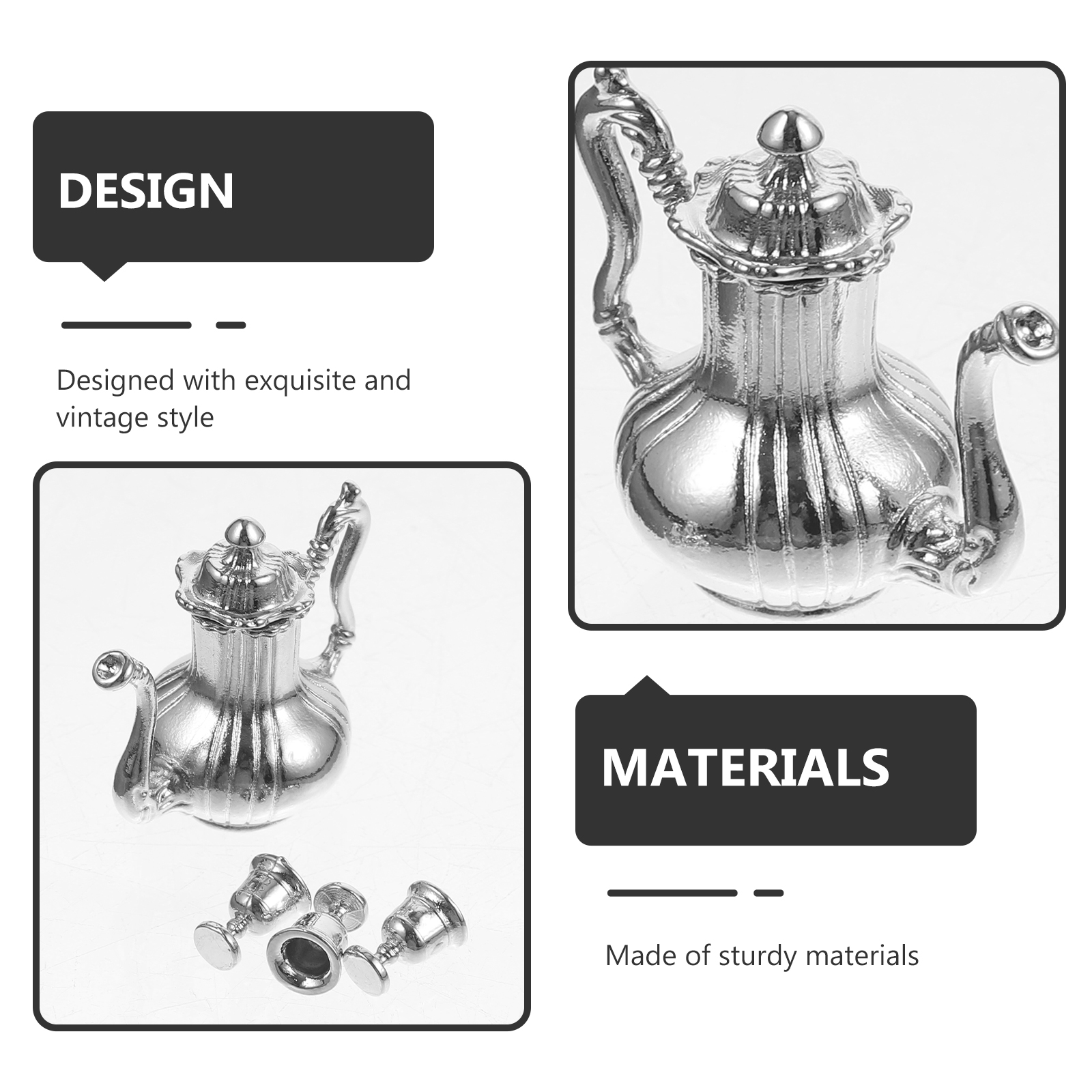 Metal Mini Tea Kettle 1:12 Miniature Scene Model Dollhouse Accessories Simulation Teapot Play Toy Wine Bottle Jewelry Ornaments