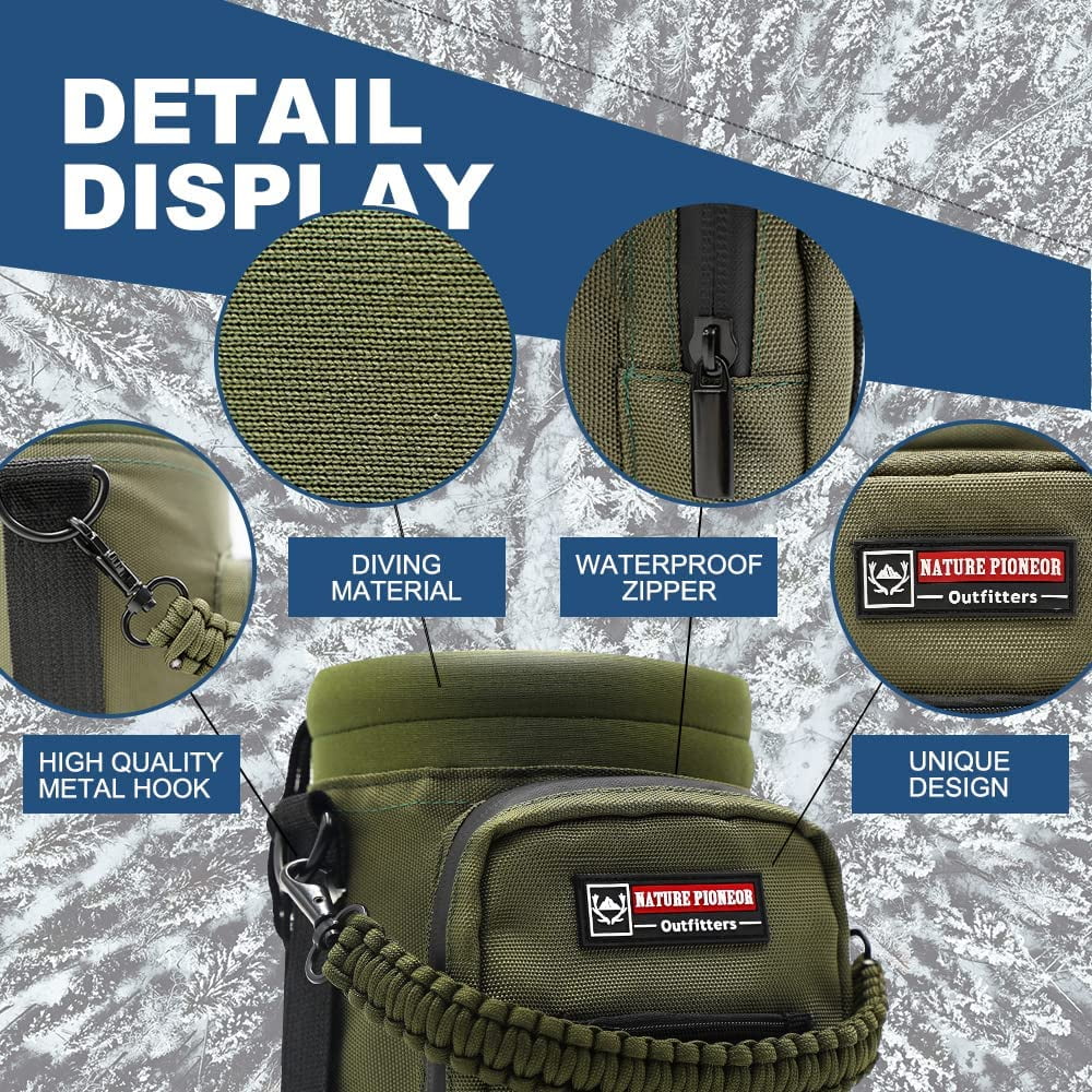 NATURE PIONEOR Neoprene Insulated Water Bottle Holder with Shoulder Strap for Half Gallon 64OZ / One Gallon 128OZ Sports Water Jugs Bottles, Carrier/Pouch Sleeve for Outdoor Camping, Hiking, Fishing