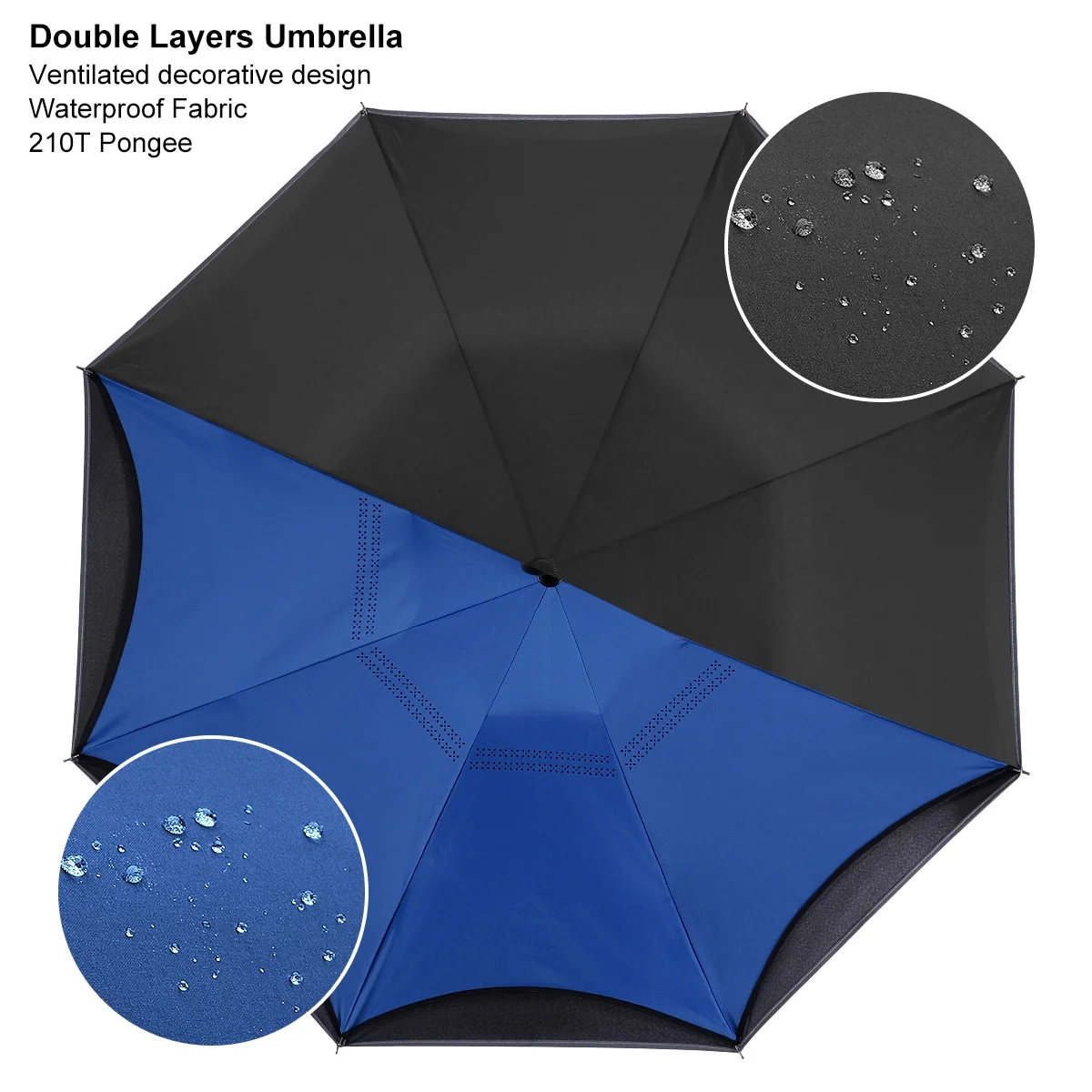 HAWEE Reverse Flolding Umbrella for Rain Auto Open and Close Inverted Car Bumbershoot Outdoor with Night Safety Reflective Strip Double Vented 8 Reinforced Fiberglass Ribs, 45