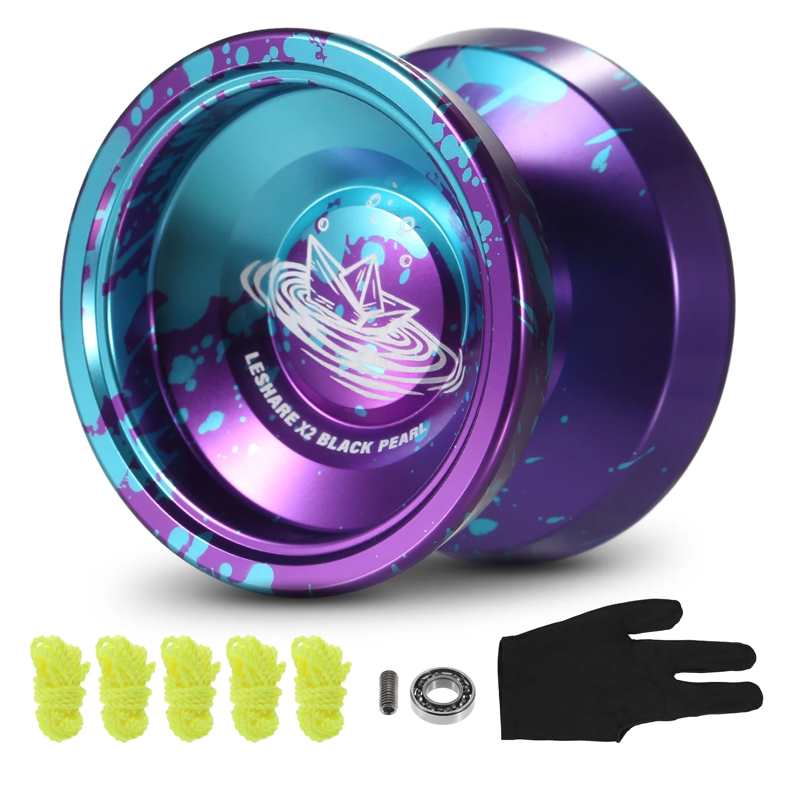 LEShare Aluminum Yoyo Ball - Classic Competitive Yo Yo Gift - Comes with Bearing Strings and Glove - Perfect for Hours of Fun and Entertainment