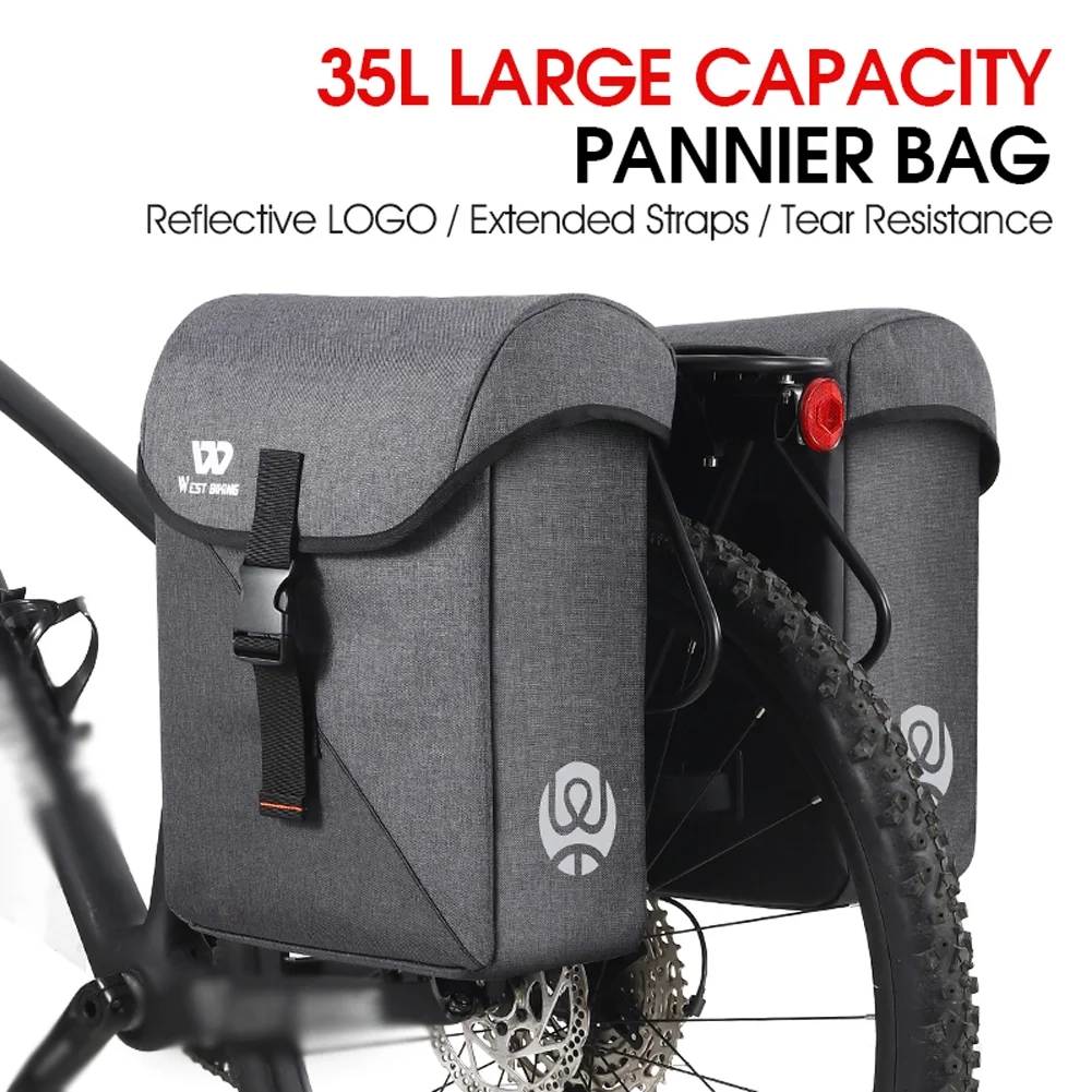 WEST BIKING 35L Large Capacity Bike Double Bag Rear Seats  Luggage Carriers Bags Utility Riding Accessory Trunk Bag