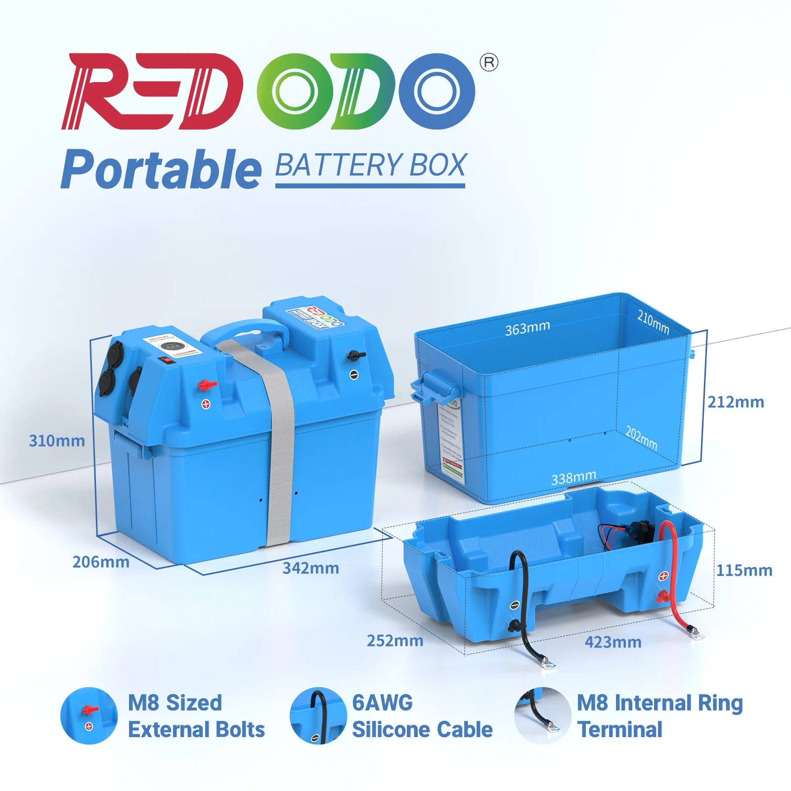 Redodo Portable Battery Box, Max. 60A Current Group 24-27 12V Battery Box for RV, Trolling Motor