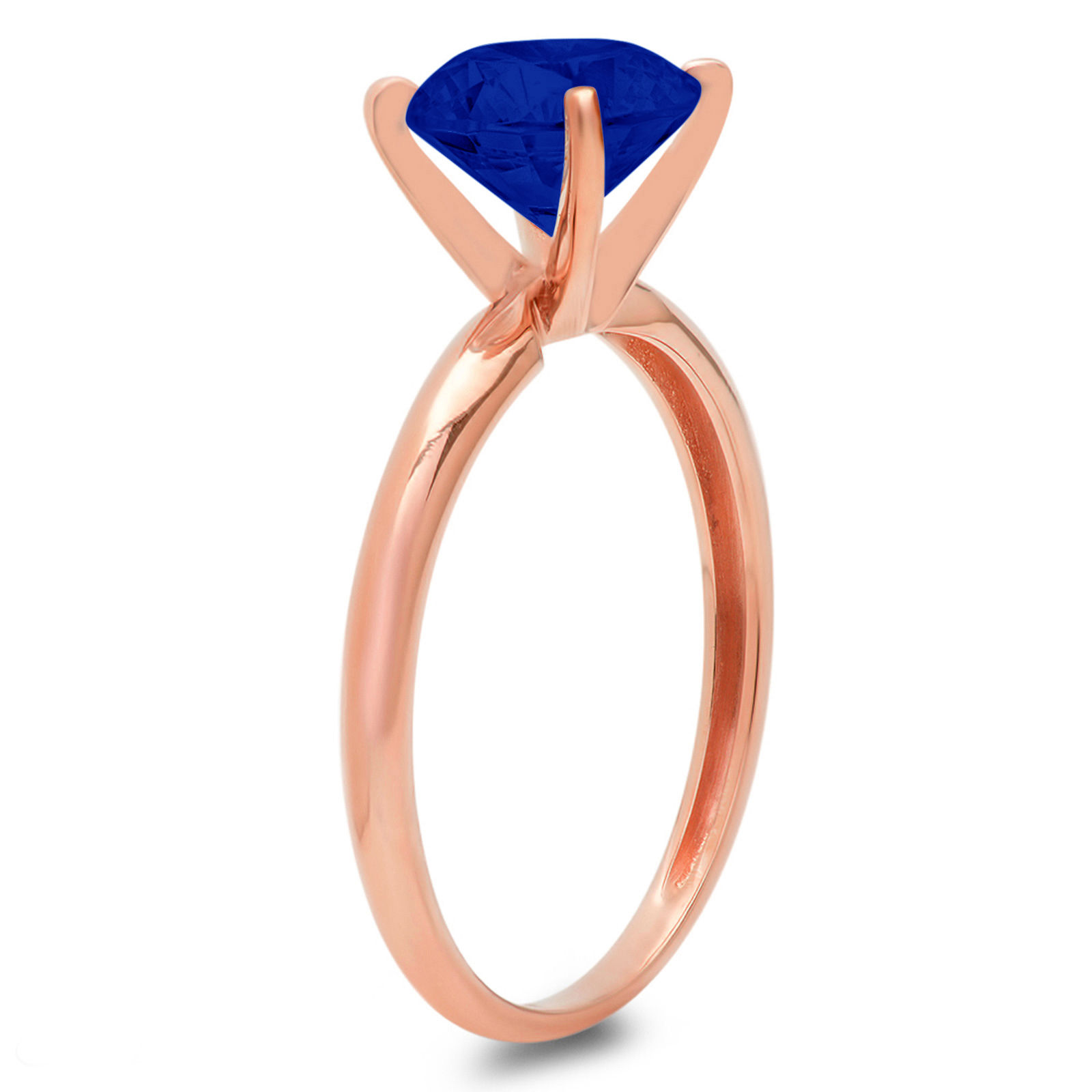 1.5ct round cut simulated blue sapphire 14k rose gold anniversary engagement ring size 10.5