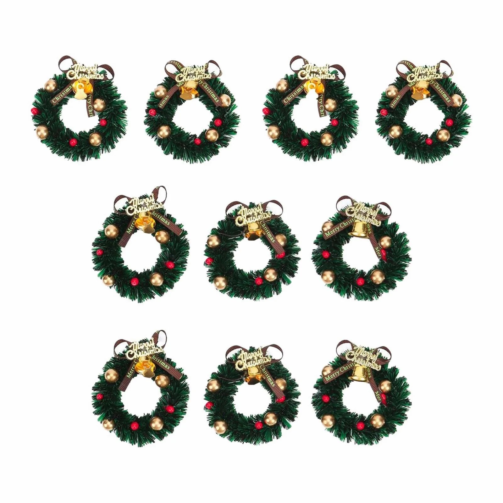 10Pcs Mini Wreaths Creative Xmas Art Supplies For 1:12 1:6 Dollhouse Decorations Miniature Scene Models
