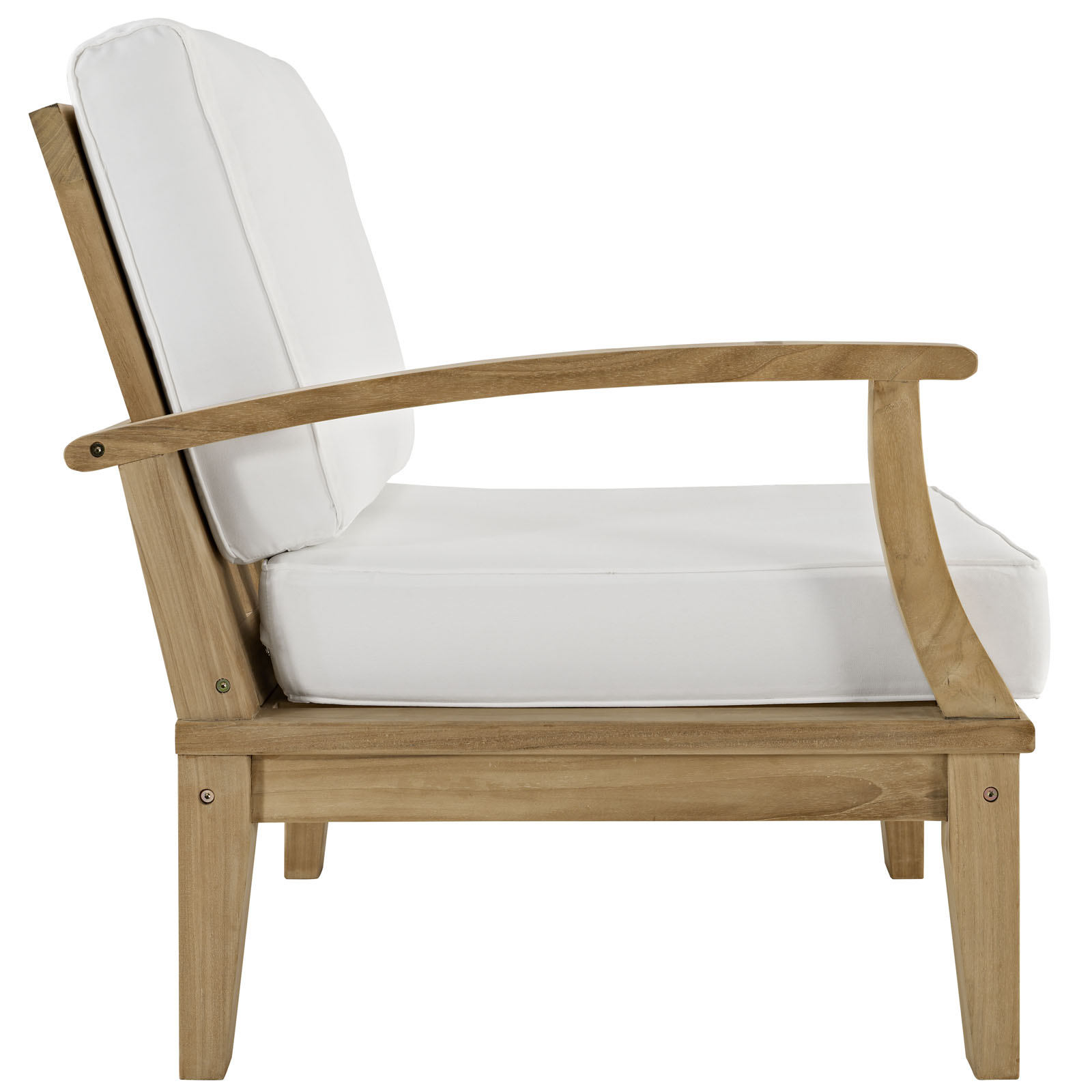 Modern Contemporary Outdoor Patio Teak Left-Arm Sofa, White Wood