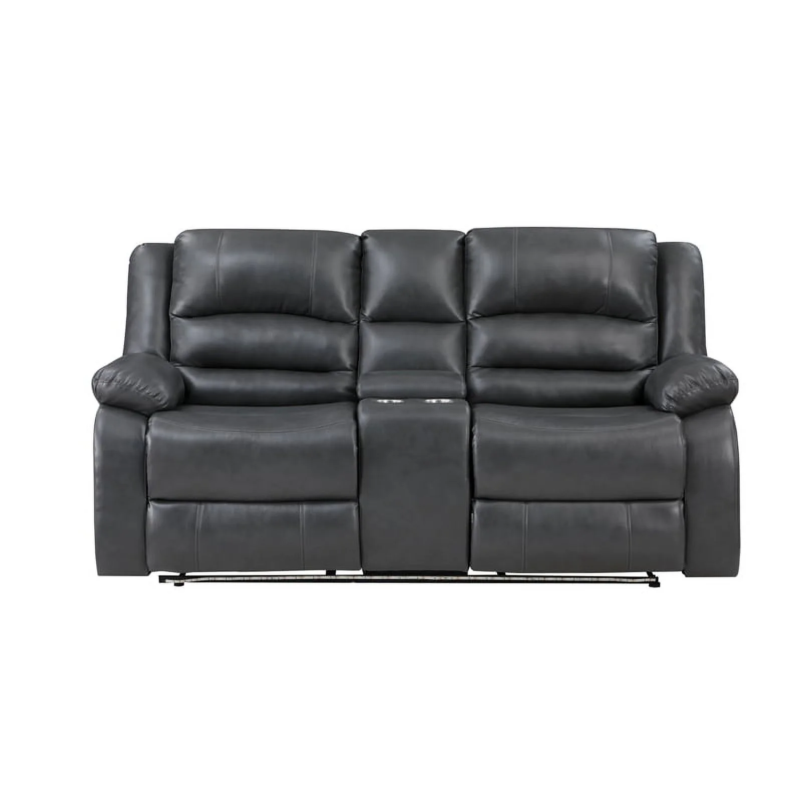 Martin 2 Pc Manual Reclining Sofa set finished with Faux Leather/ Wood in Gray