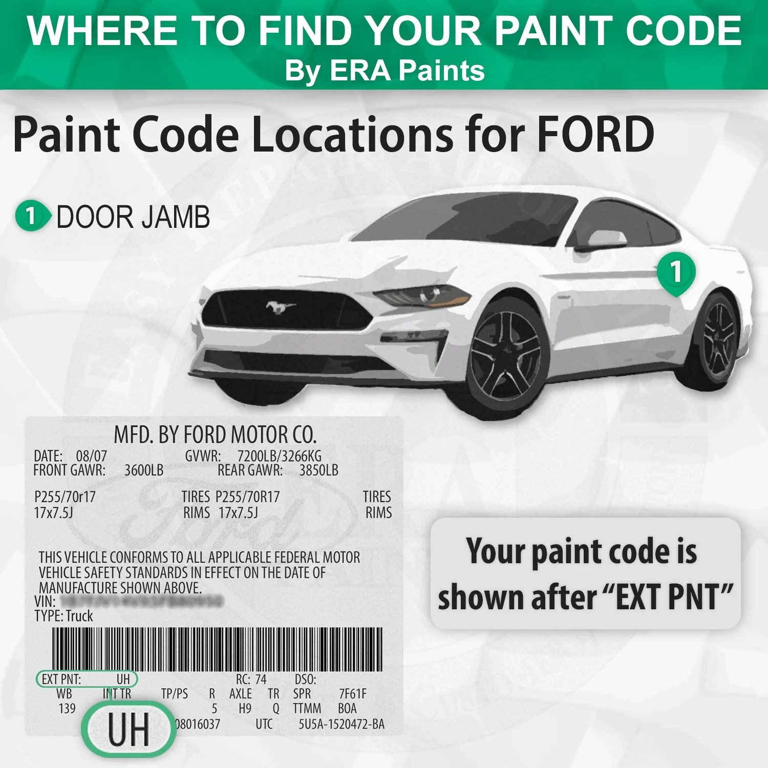 For FORD (W6 - NX Green Gem Metallic 2) Exact Match Touch Up Paint and Clearcoat - Pick Your Color