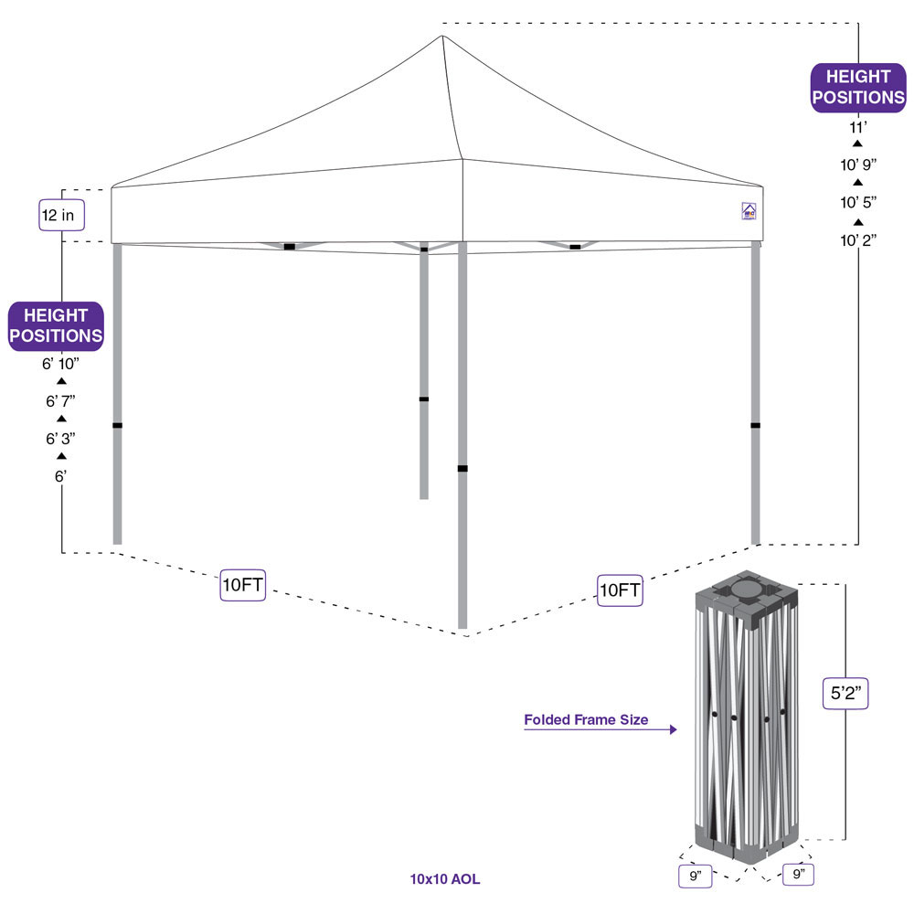 Impact Canopy 10 x 10 Pop Up Canopy Tent, Straight Leg Shelter, Commercial Grade Aluminum Frame, Roller Bag, Red