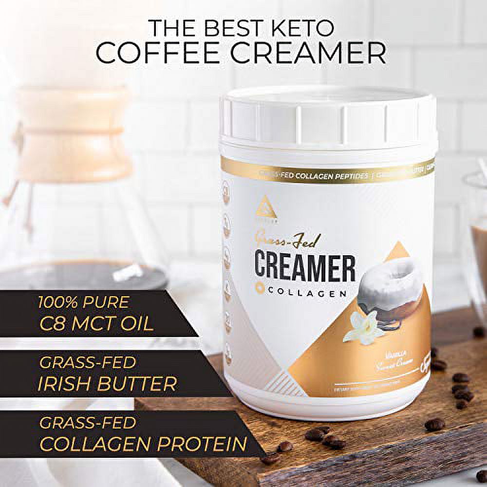 Grass-fed Keto Creamer: Collagen Protein + C8 MCT Oil + Irish Butter | Keto Bomb BPC Coffee Creamer | Ketogenic Diet Ketosis Supplement Ketone Support (Original, 19oz)