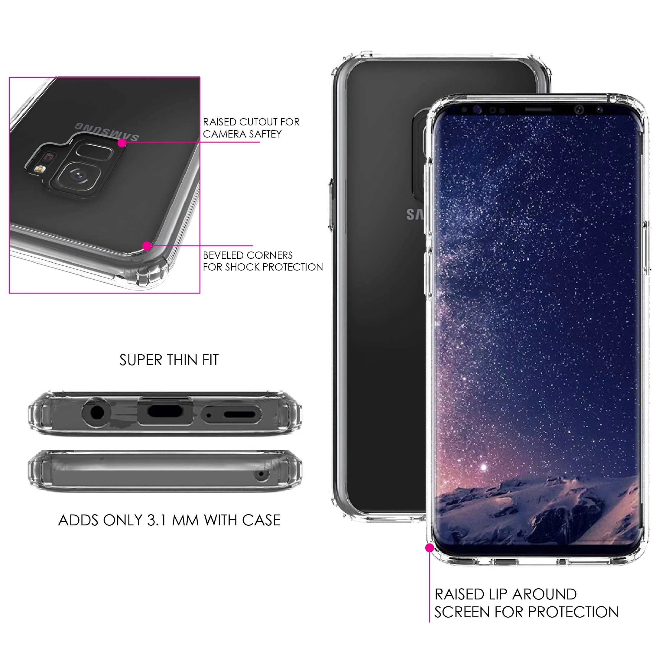 DistinctInk Clear Shockproof Hybrid Case for Samsung Galaxy S9 (5.8