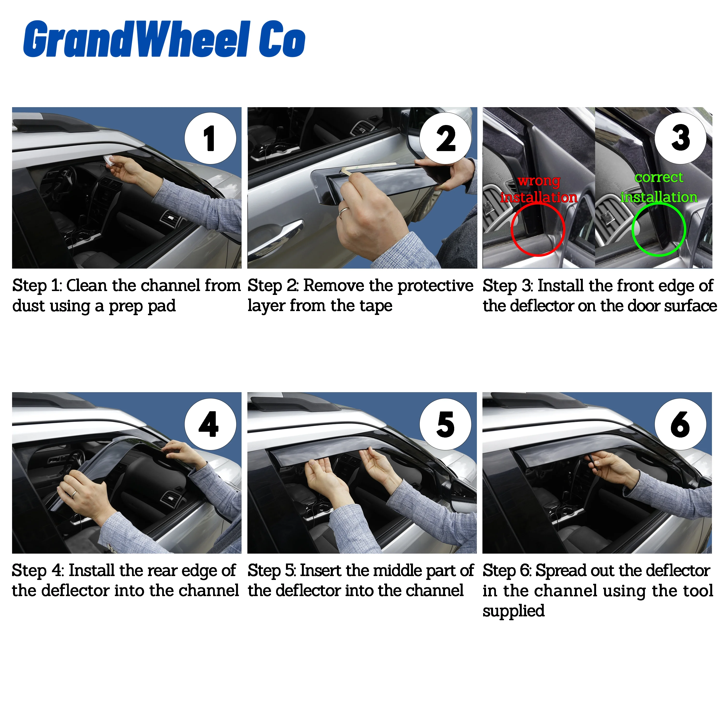 GrandWheel Co Smoke Tinted In-channel Side Window Vent Visor Deflectors Rain Guards Compatible with Honda HR-V 2016-2022 - 4 pcs. GW0230