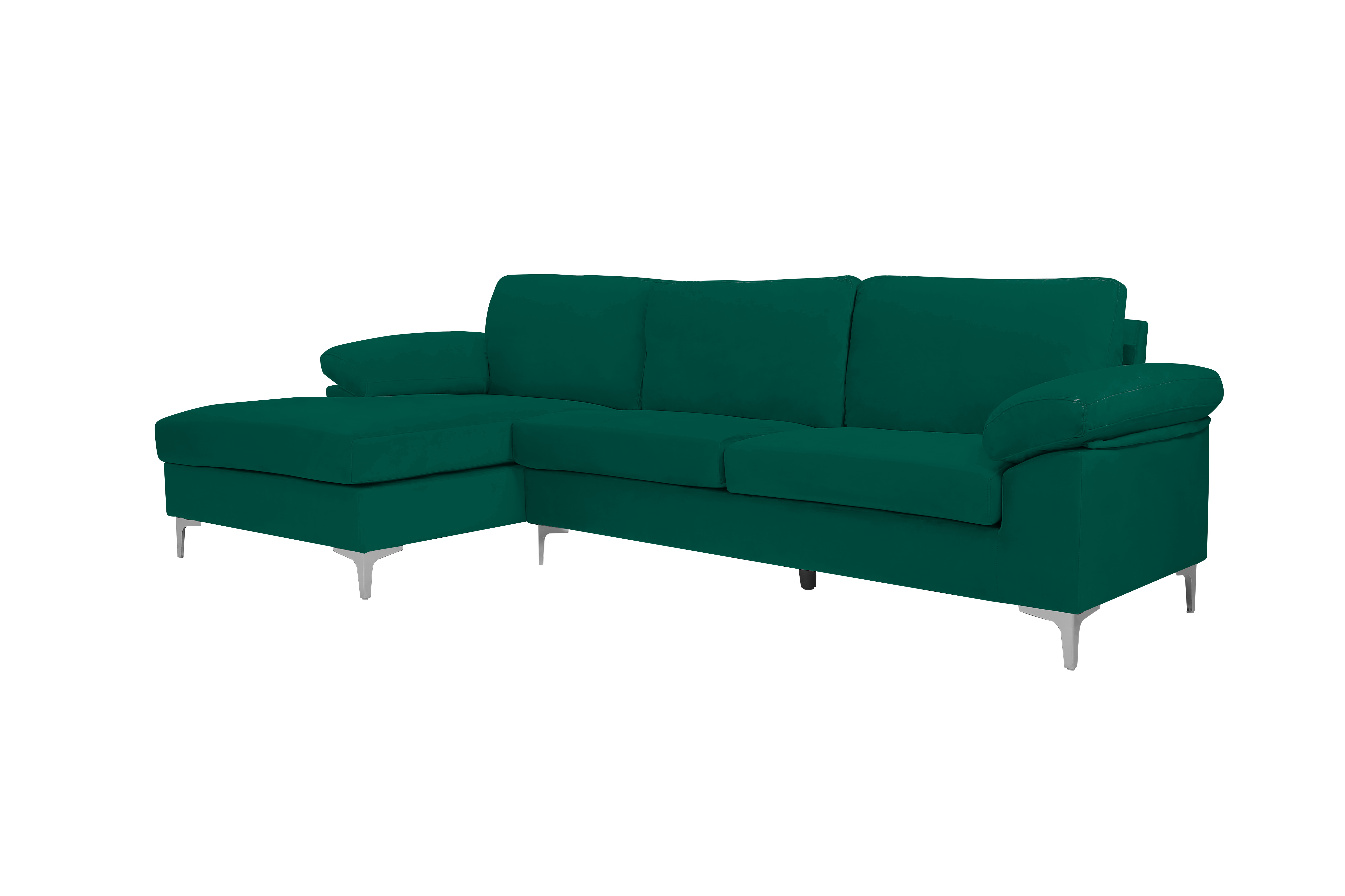 Velvet Sectional Couch, Modern Sectional Sleeper Sofa, L-Shaped Fabric Sectional Sofa with Left Hand Facing Chaise Sofa for Living Room and Apartment,Green