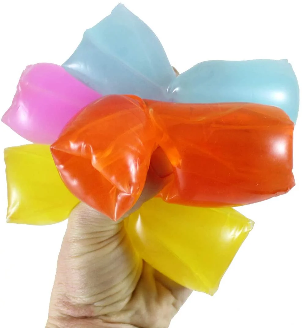 Set of 4 Neon Water Filled Tube Snake Stress Toy - Squishy Wiggler Sensory Fidget Ball - Trick Snake - Glows in Blacklight