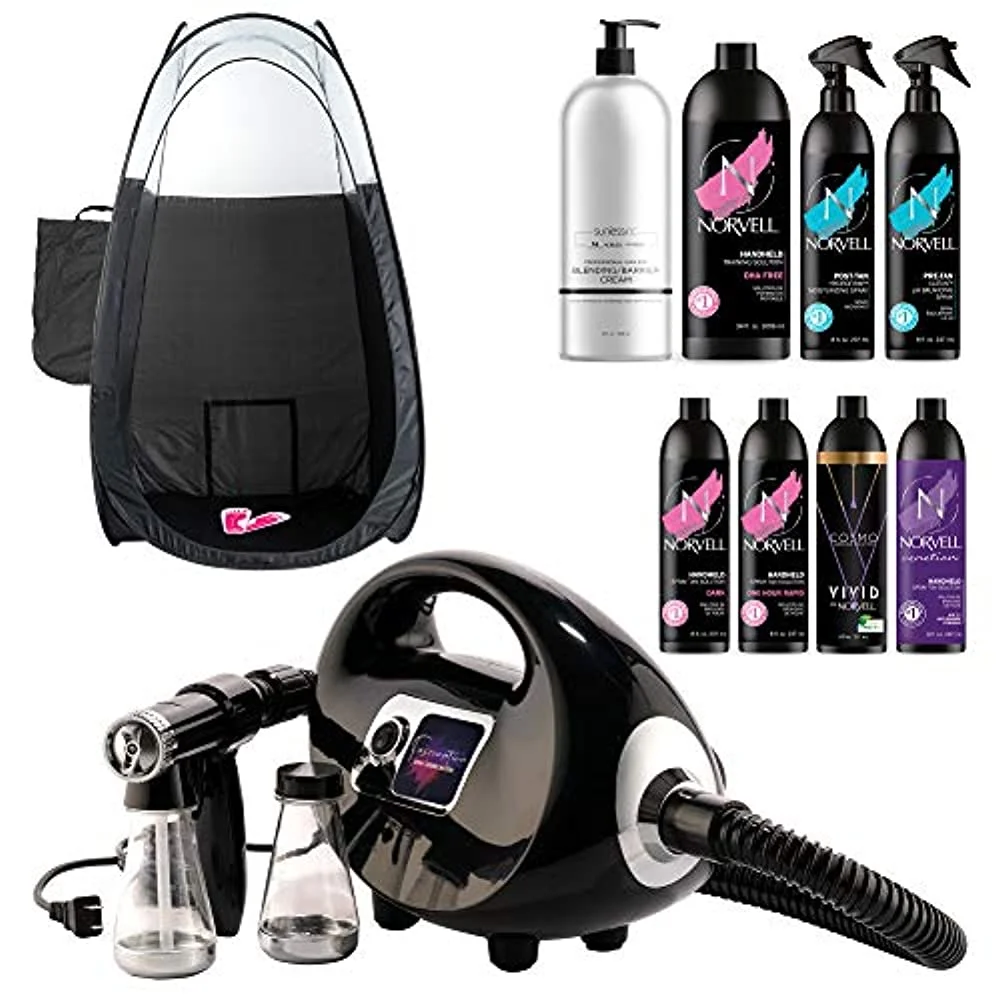 Naked Sun Fascination Spray Tanning Machine with Norvell Sunless Pro Pack and Black Tent