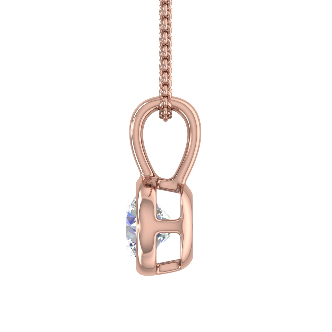 1/2 Carat Diamond Solitaire Pendant Necklace in 14K Rose Gold - IGI Certified (Included Silver Chain)