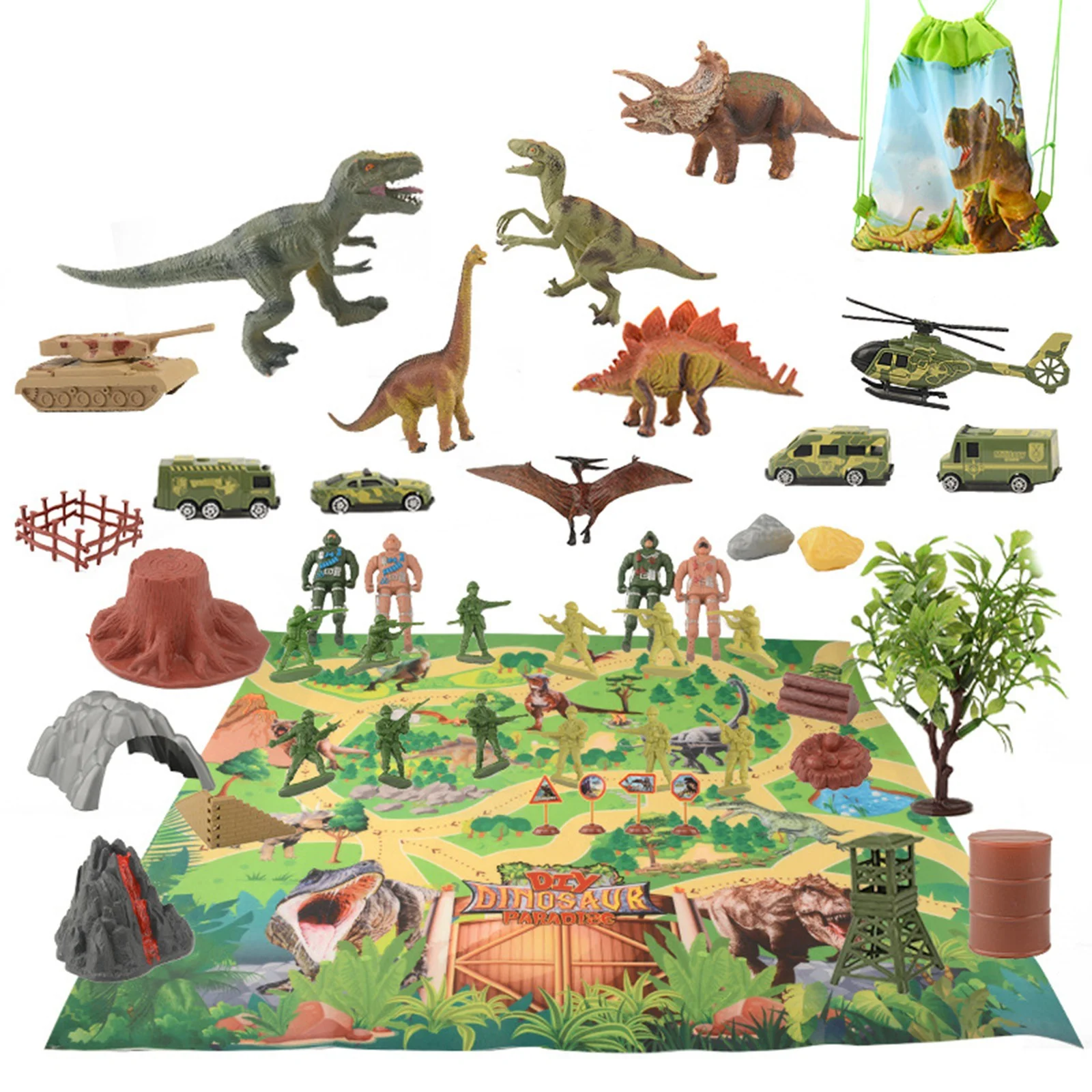 Tarmeek Children Simulated Dinosaur Carpets Simulated World Cartoon Model Game Cushion Toy Scene 46 Pcs Christmas Gifts for Kids 3-12Y