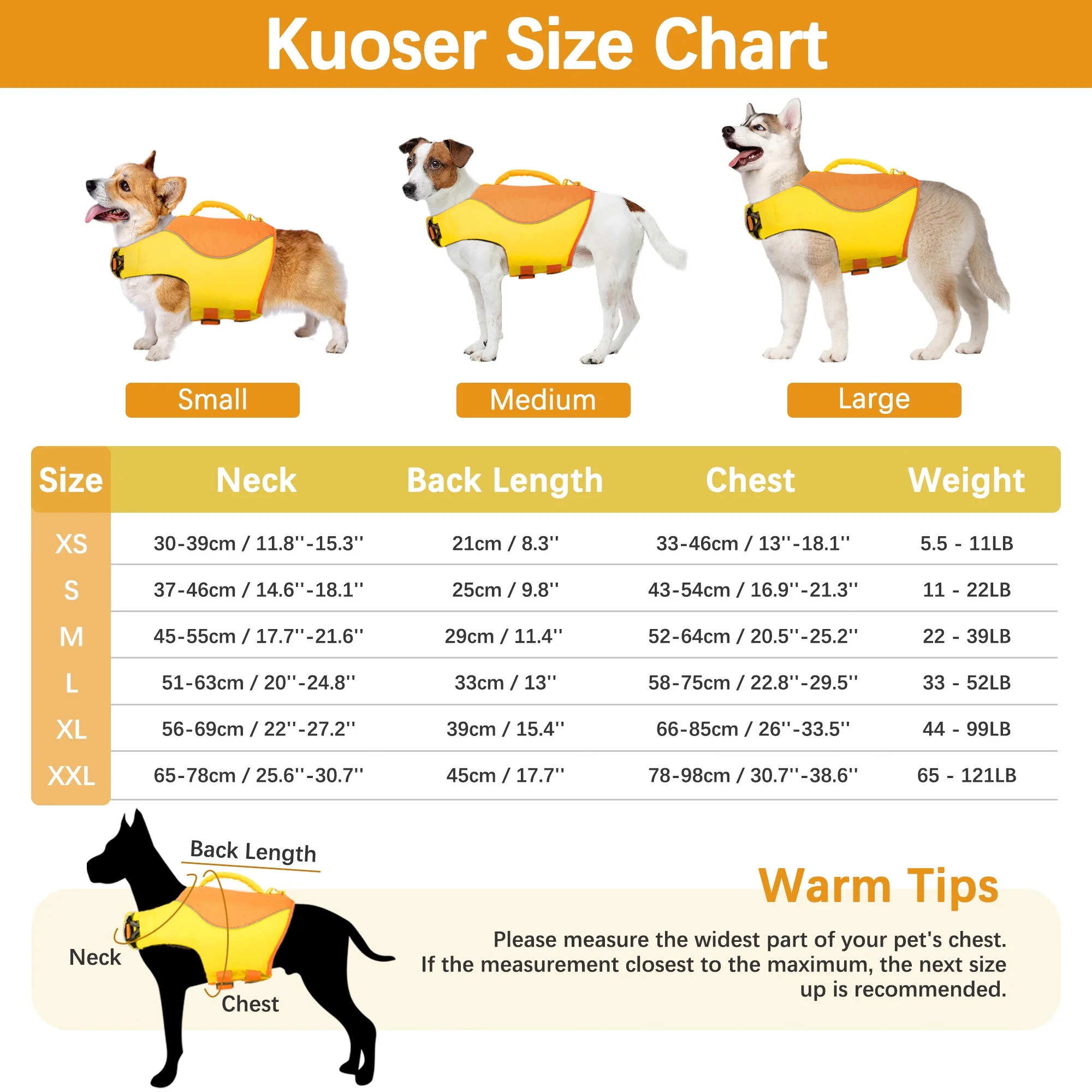 DOPI Dog Life Jacket, Dog Life Vest for Swimming Boating, Reflective & Adjustable Pet Lifesaver for Dogs