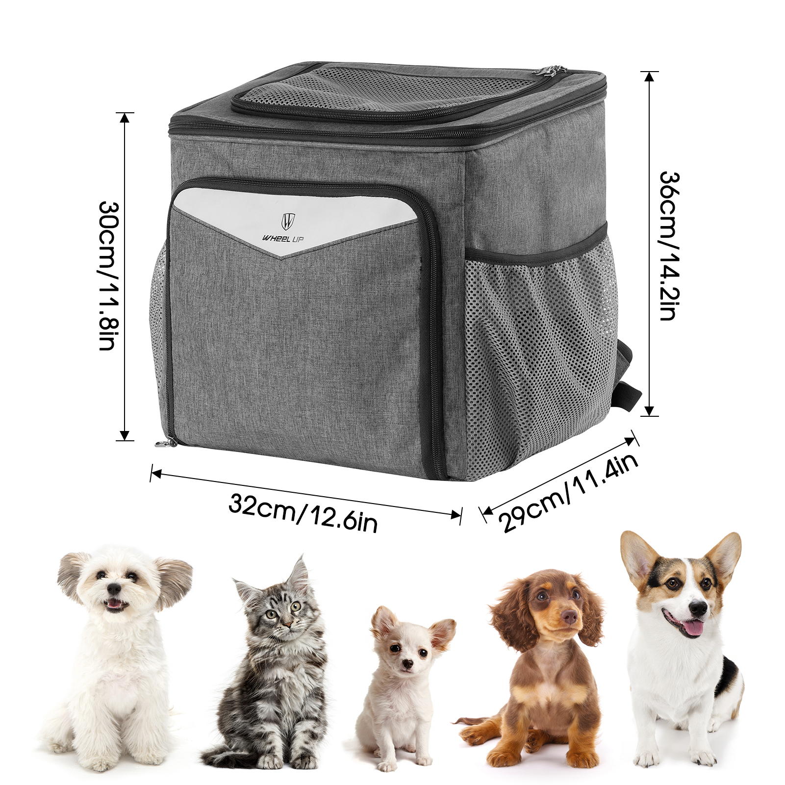 Anself Expandable Carrier Backpack for Small Dogs and Cats, Portable Bike Basket and Storage Bag