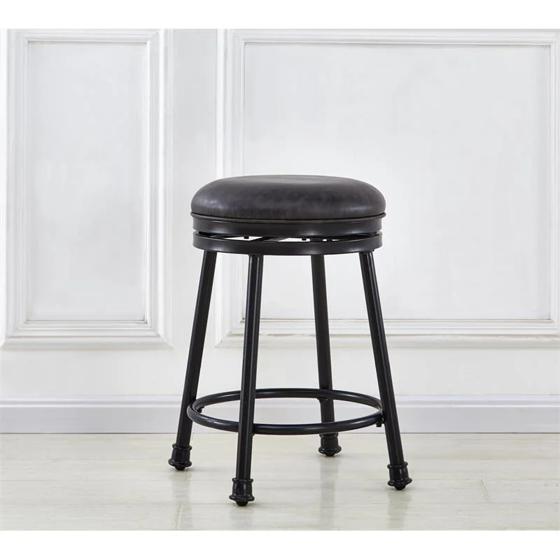 Bowery Hill Mid Century Swivel Counter Stool in Black Finish