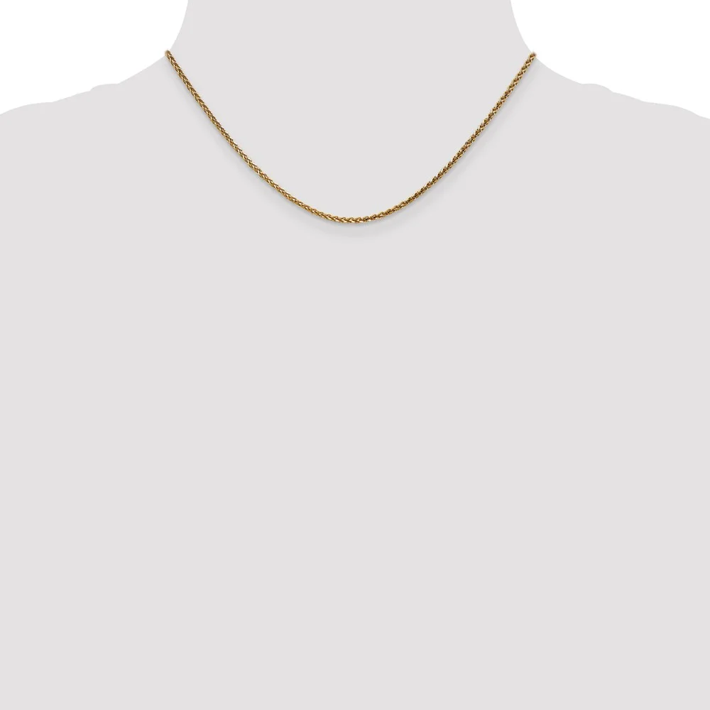 Real 14kt Yellow Gold 1.8mm Diamond Cut Spiga Chain; 16 inch; Lobster Clasp; for Adults and Teens; for Women and Men