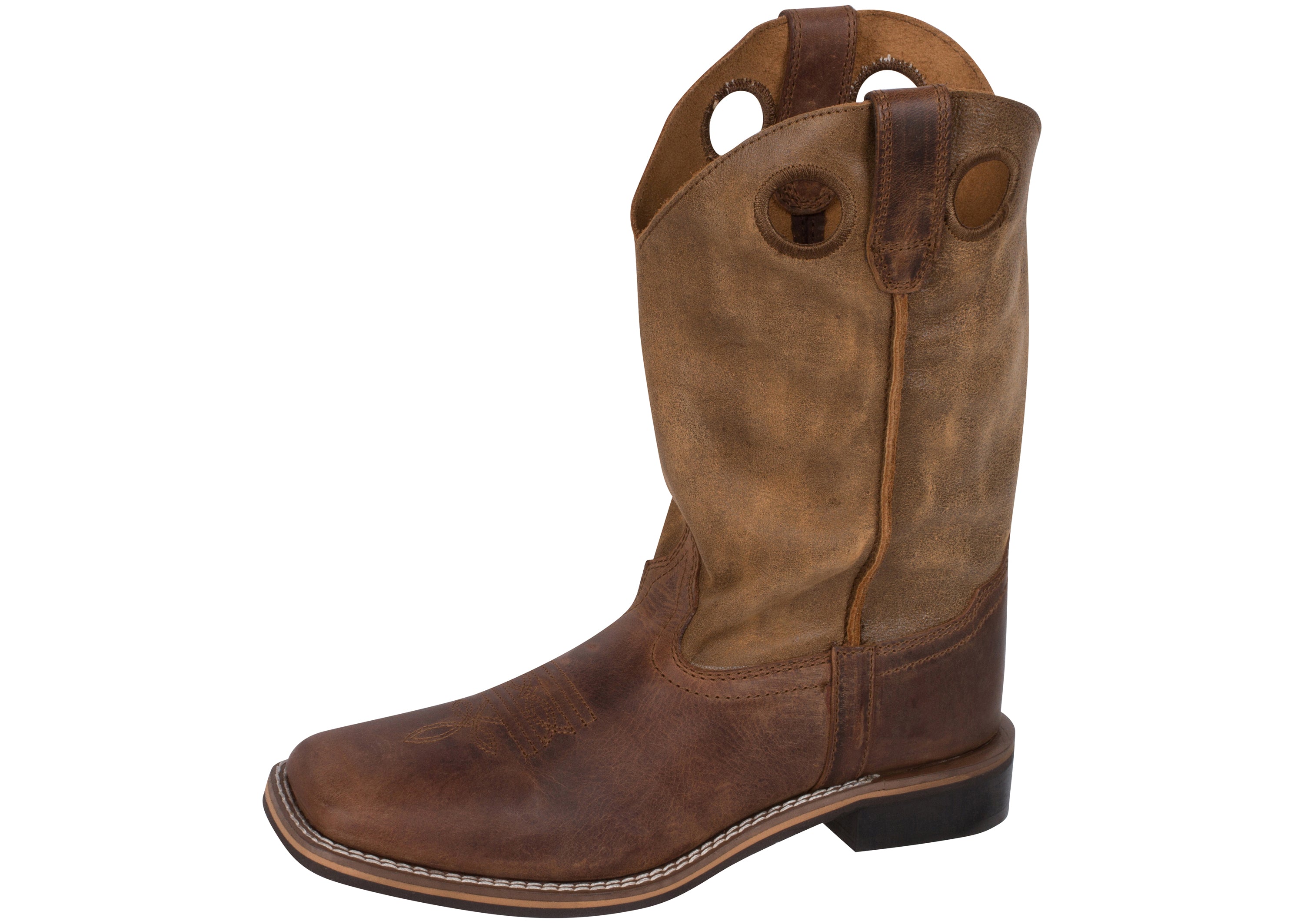 Smoky Mountain Boys' Waylon Western Boot Square Toe Distressed Brown 7 D(M) US