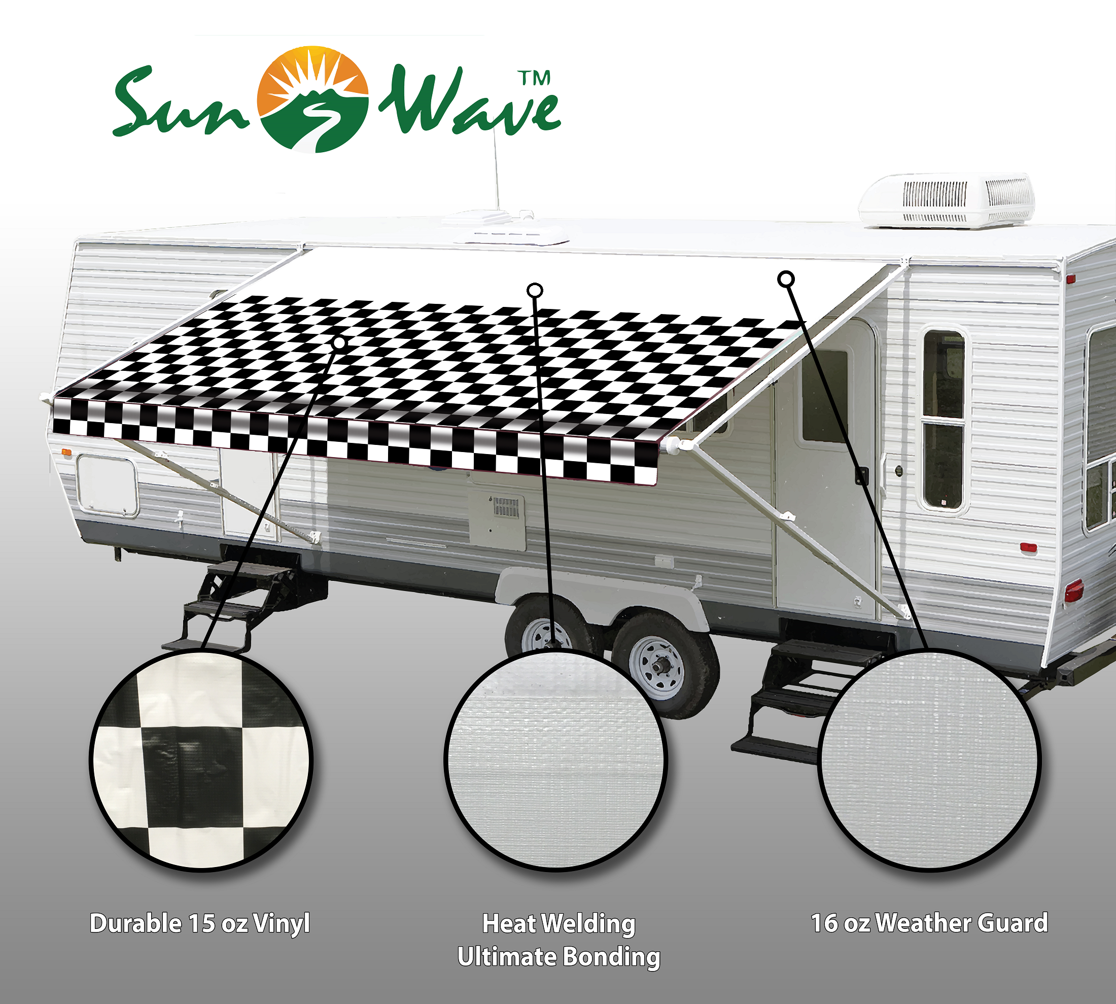 Sun-Wave RV Awning Replacement Fabric - 12' (Approx Width 11'2