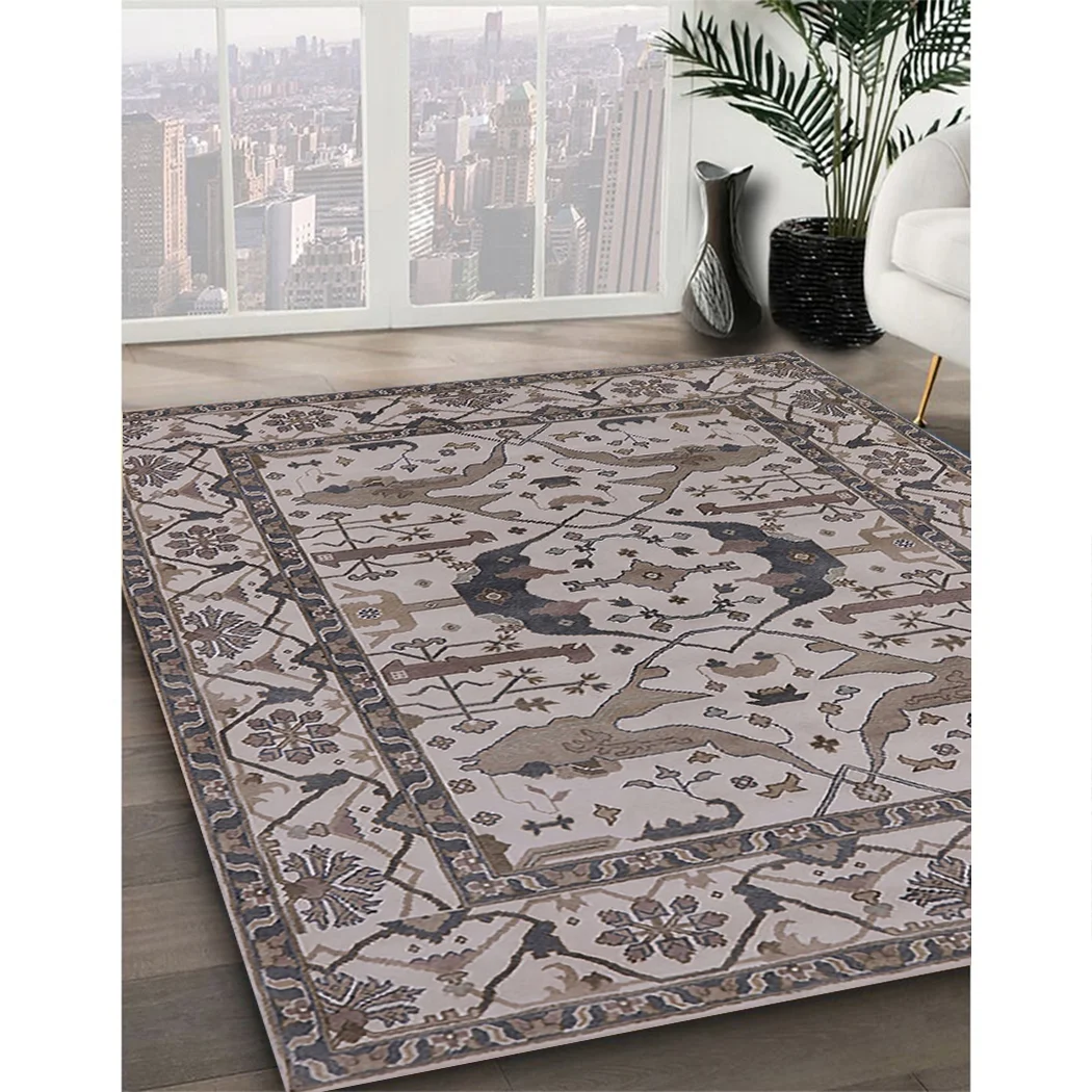 Ahgly Company Indoor Rectangle Mid-Century Modern Silver Pink Oriental Area Rugs, 3' x 5'
