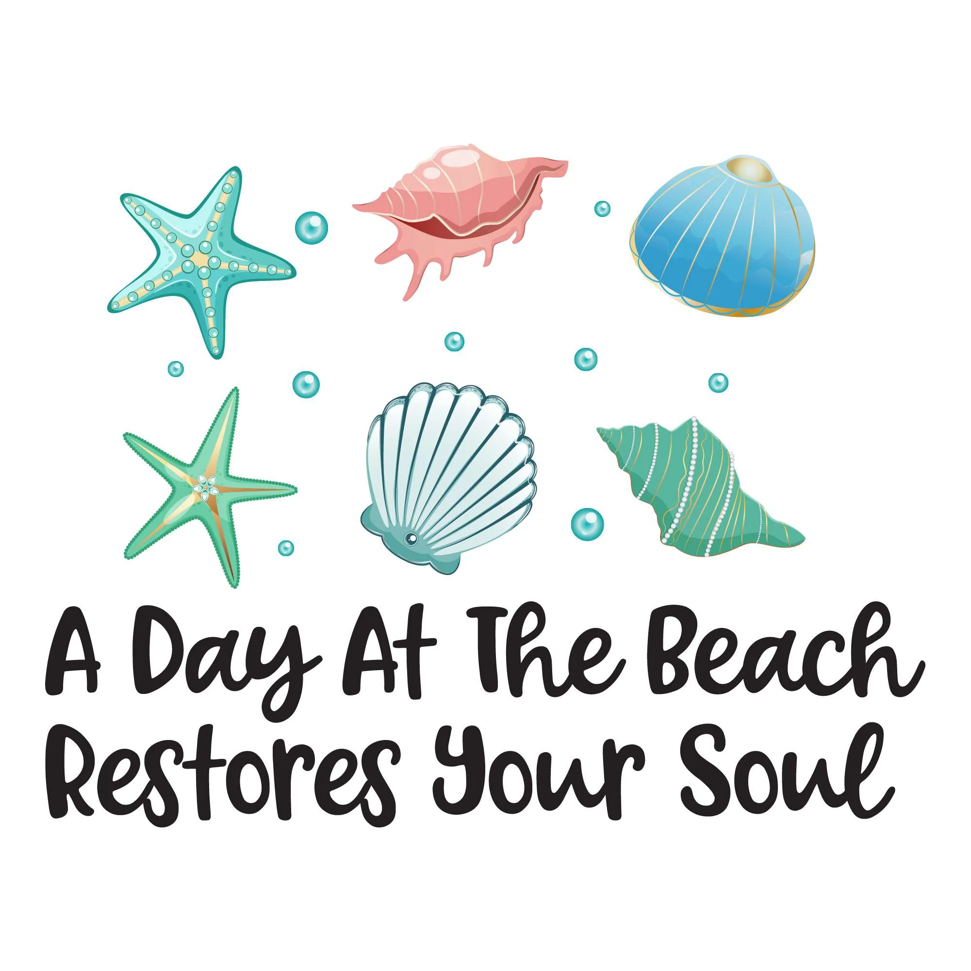 A Day At The Beach Restores Your Soul Beach Coast Seashore Coastline Sand Shipwreck Lakeshore Beach House Crab Surfing Boogie Board Bedroom Wall Decal Sticker - Size: 30 In X 24 In