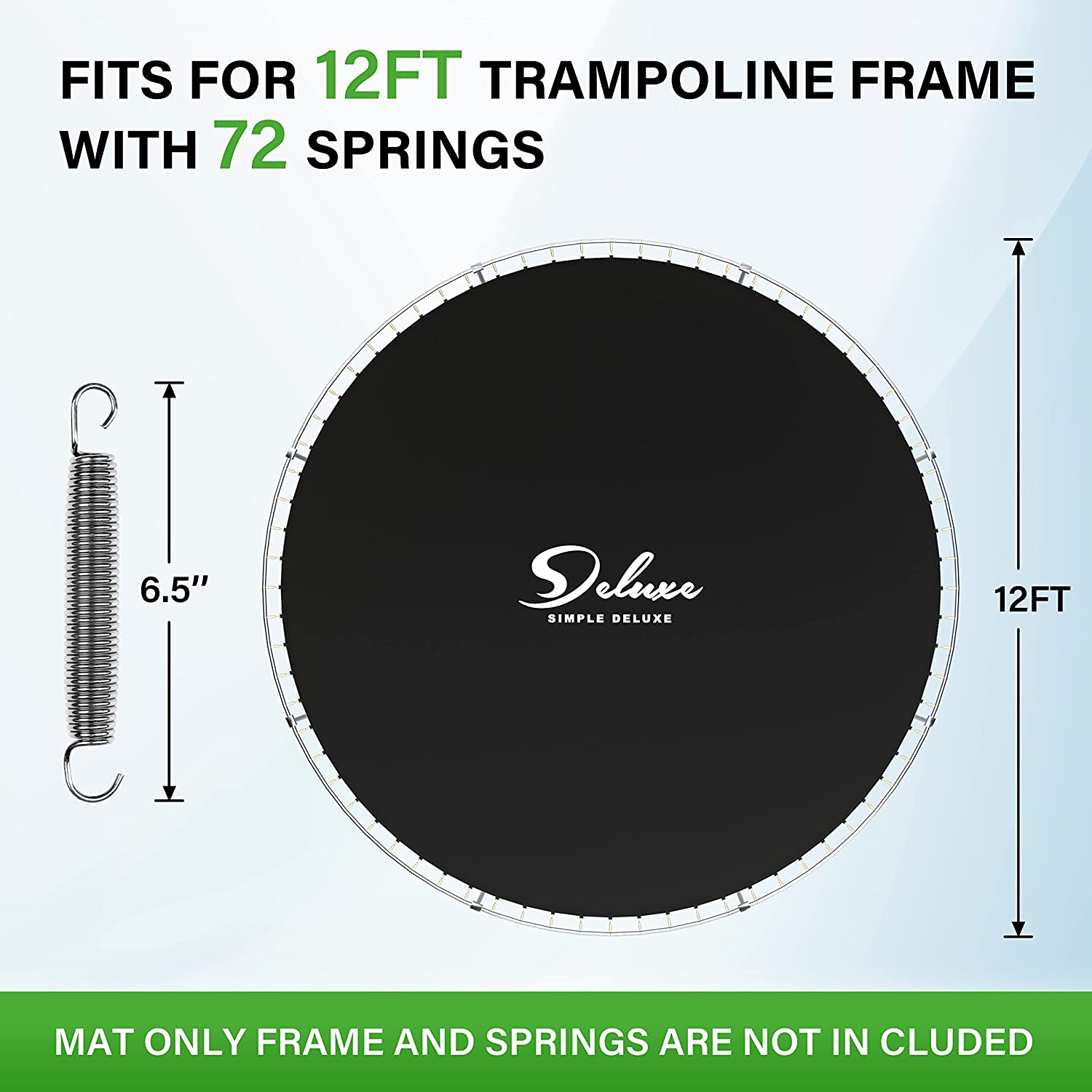 Simple Deluxe Replacement Trampoline Mat Round Universal Spring Mats, Waterproof Jumping Pad, Black