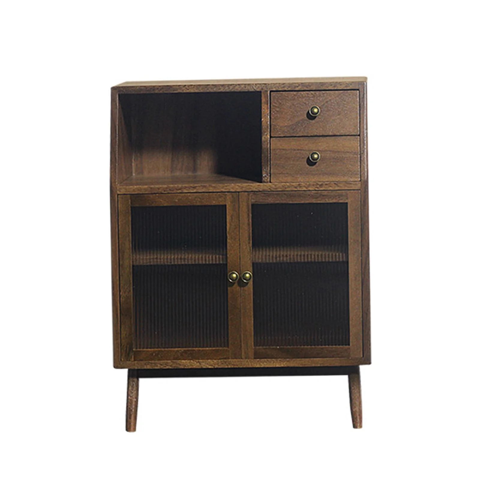 Mini Walnut Wood Cupboard Accessories Toys Life Scene,Kitchen Micro Landscape,Living Room Home Furniture 1/12 Scenery Supplies