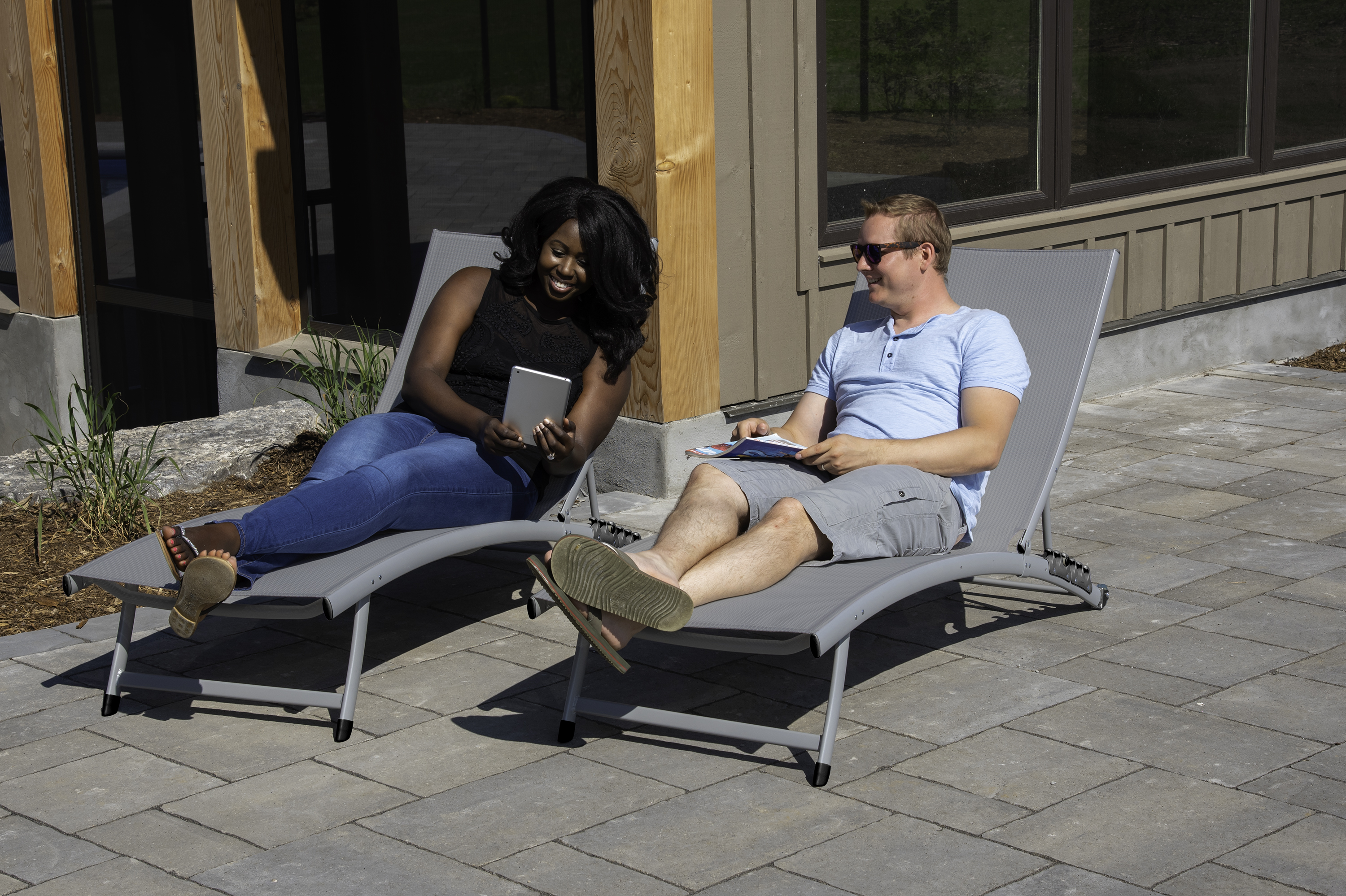 Vivere Clearwater Lounger Set - River Pebble