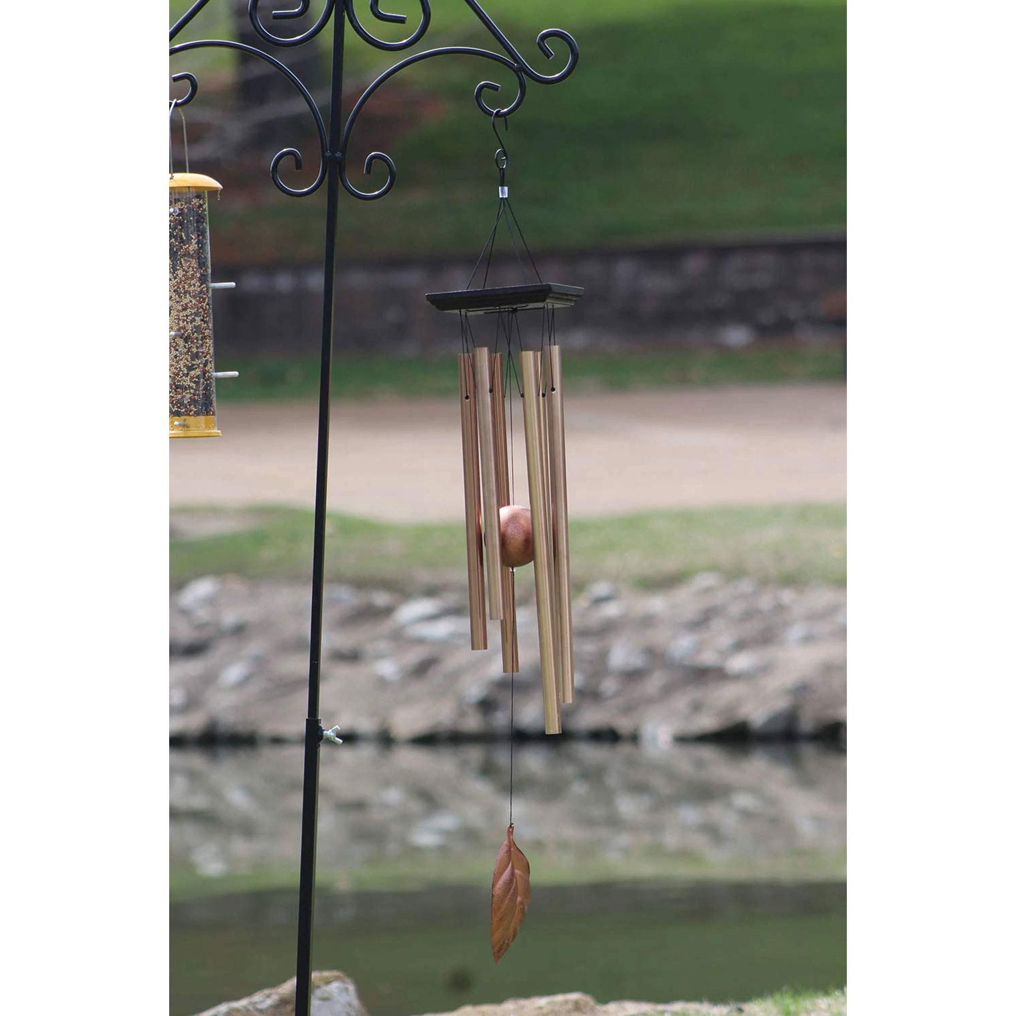 Ashman 91 Inch Shepard's Hook Floral Design Steel Ground Stake Plant Hanger