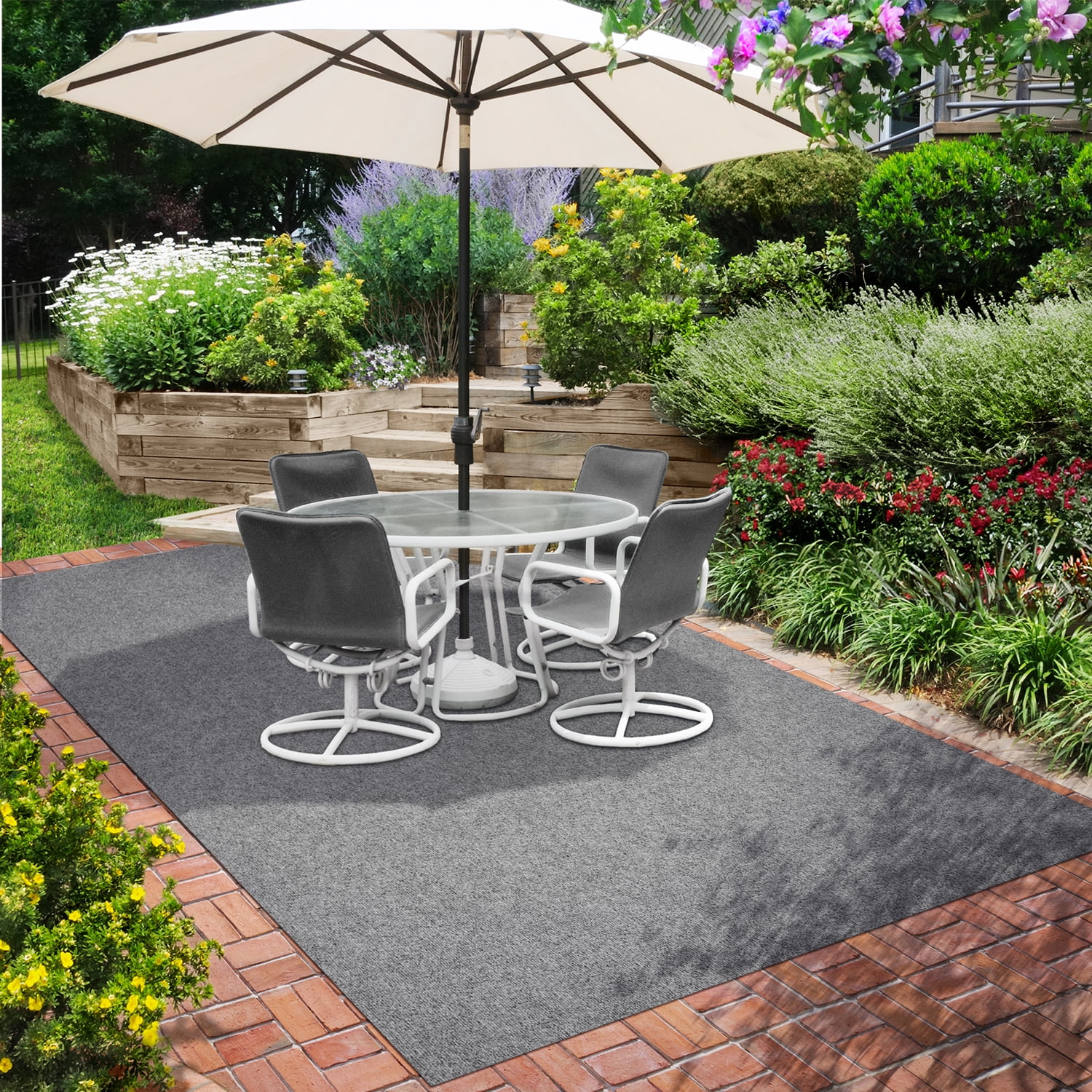 Indoor/Outdoor Carpet with Rubber Marine Backing - Gray 6' x 50' - Several Sizes Available - Carpet Flooring for Patio, Porch, Deck, Boat, Basement or Garage