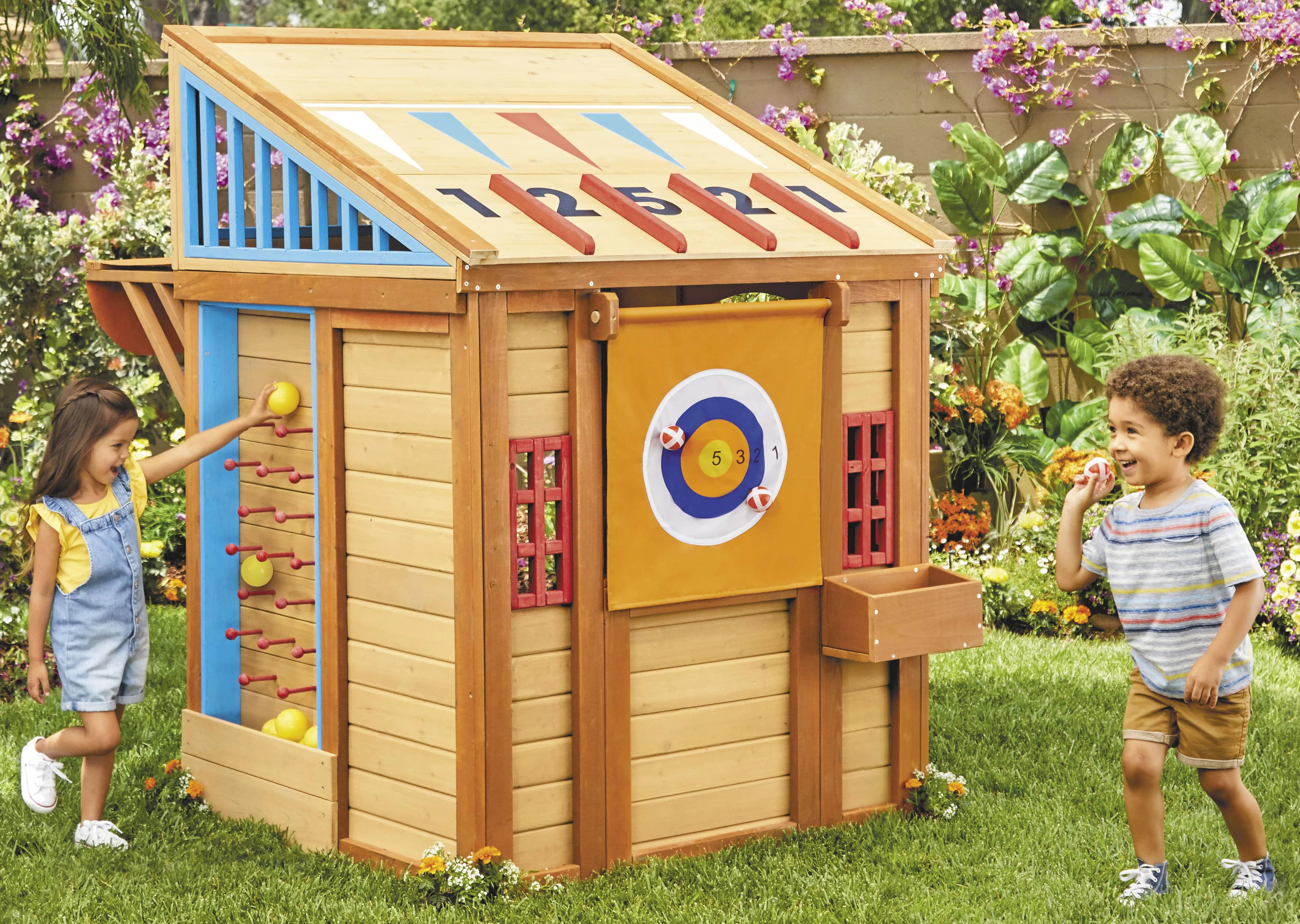 Little Tikes® Real Wood Adventures™ 5-in-1 Game House, Wooden Playhouse, Skee-Ball & More for Playground Backyard Set Suitable For Kids, Boys and Girls Ages 3+