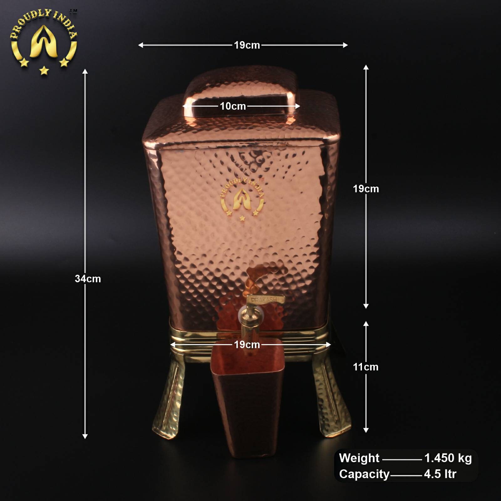 Proudlyindia  Water Tap Dispenser, Copper Dispenser, Water Dispenser, Copper Pot, Copper Water Vessel, Water Container, Vintage Water Cooler