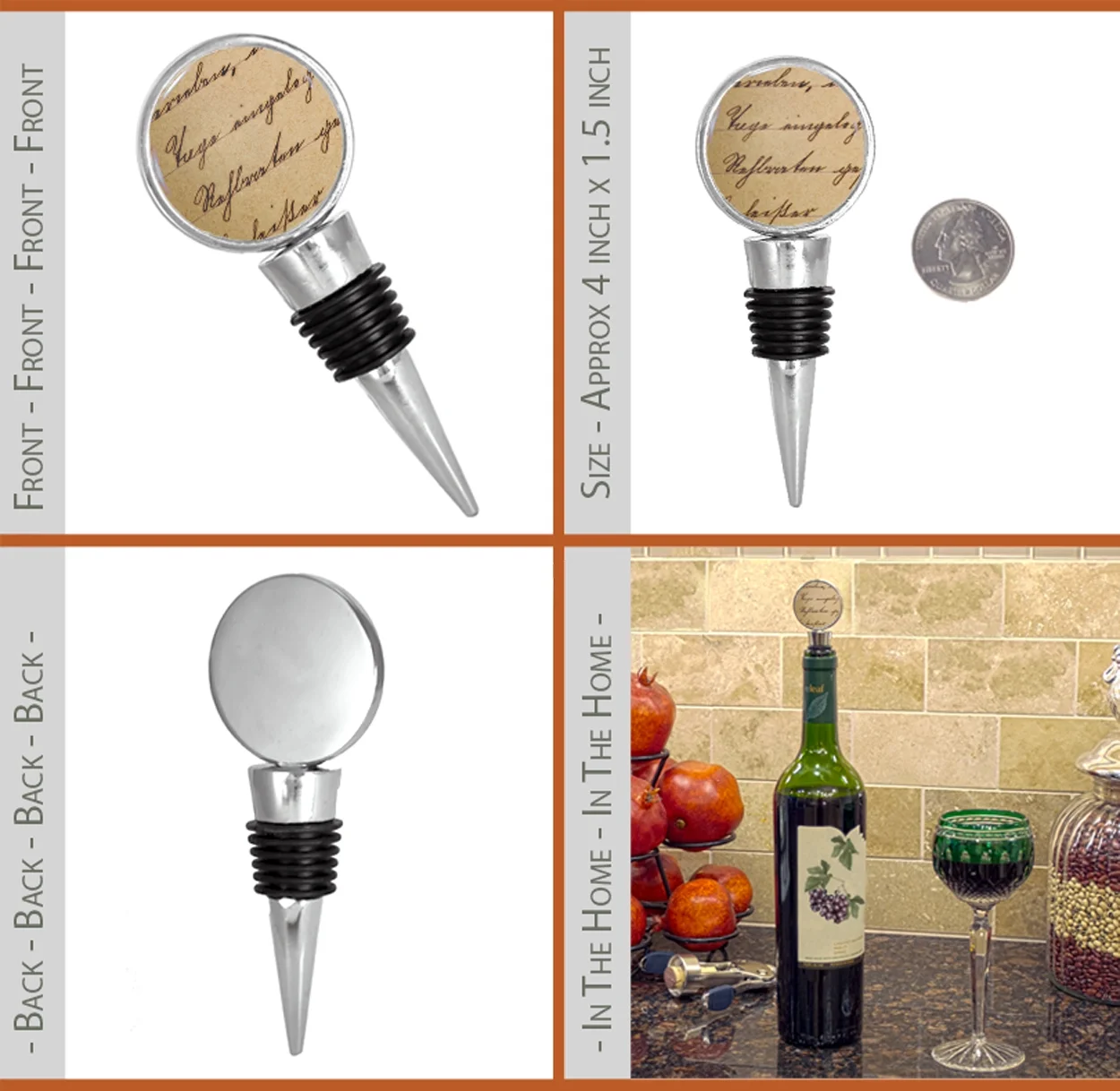 Classic Antique Vintage Script Writing On A Parchment Paper Wine Stopper