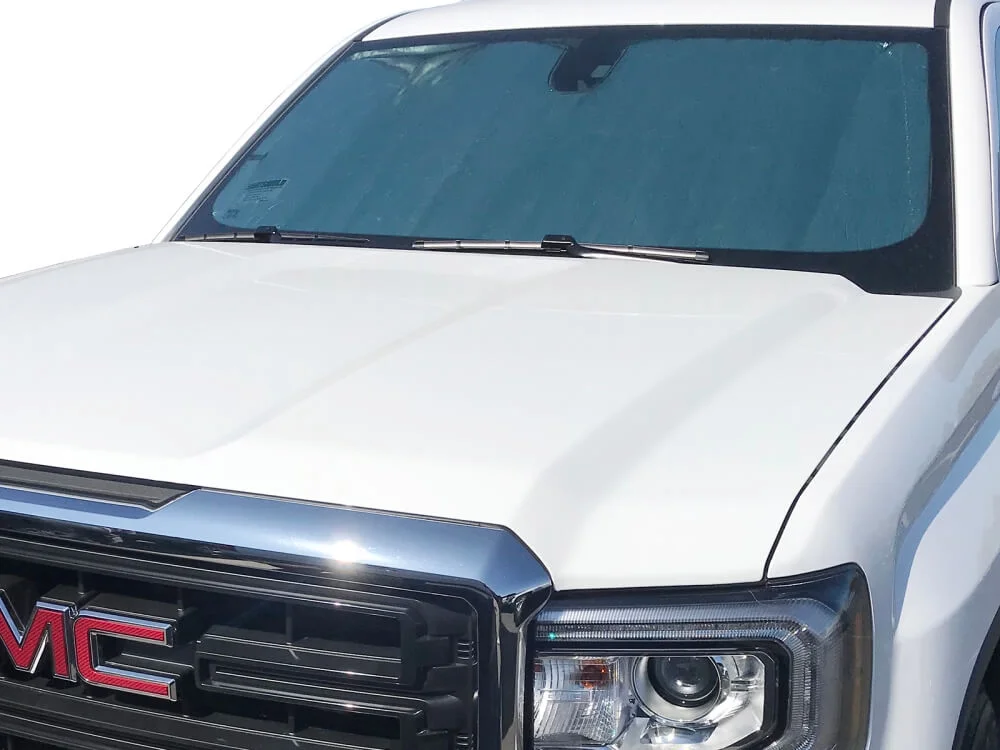 HeatShield, The Original Windshield Sun Shade, Custom-Fit for Chevrolet Silverado 1500 Truck (Crew Cab) w/o Sensor 2014, 2015, 2016, 2017, 2018, Silver Series