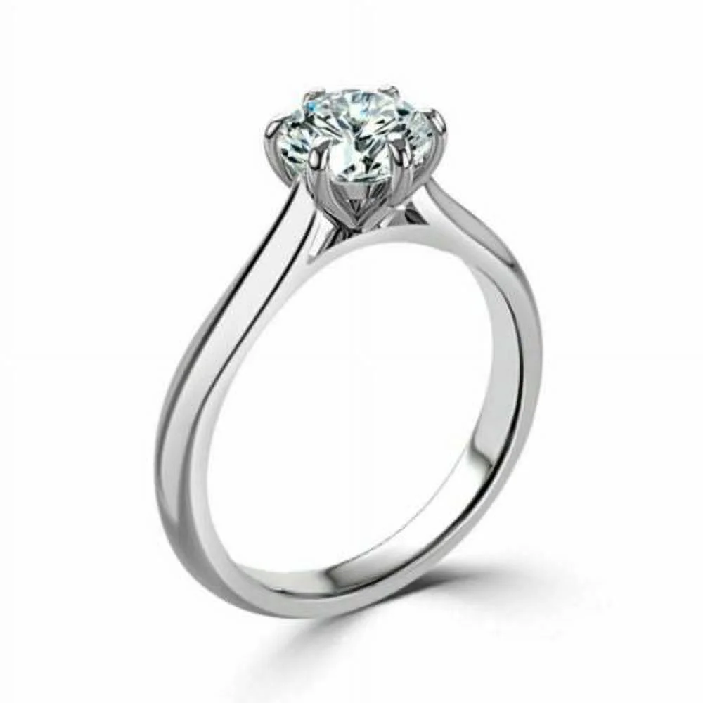 2.00 Ct Certified Moissanite Diamond Solitaire Engagement Ring 14K White Gold