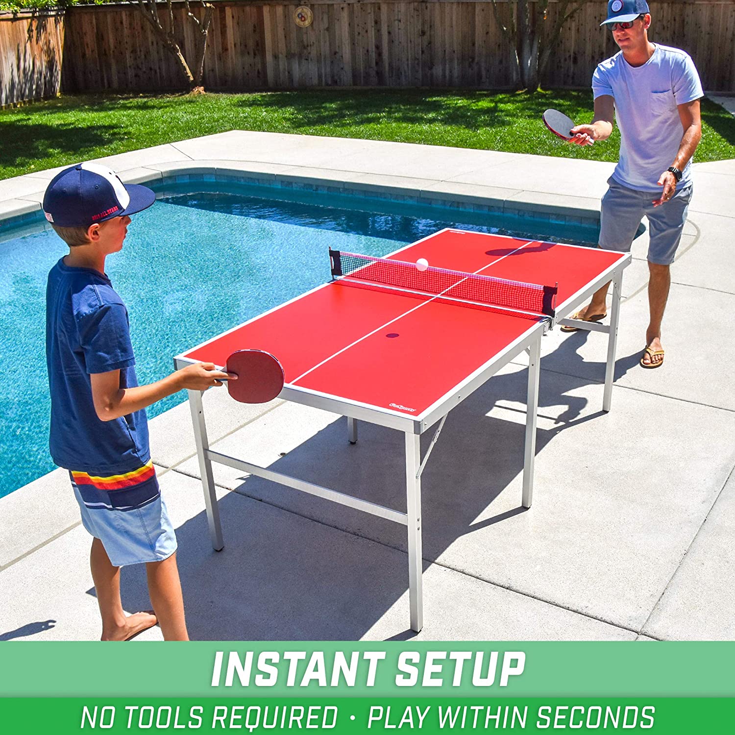 GoSports Mid Size 6 X 3 Foot Indoor Outdoor Table Tennis Ping Pong Game Set