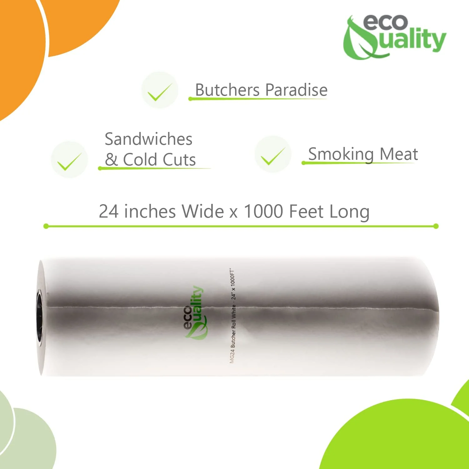 [2 Pack] EcoQuality Butcher Paper 24 in x 1000 ft - Roll for Butcher , Freezer Paper Great for Restaurants, Food Service, Butcher Paper, Meat Paper, Freezer Roll, Butcher Roll, MG24