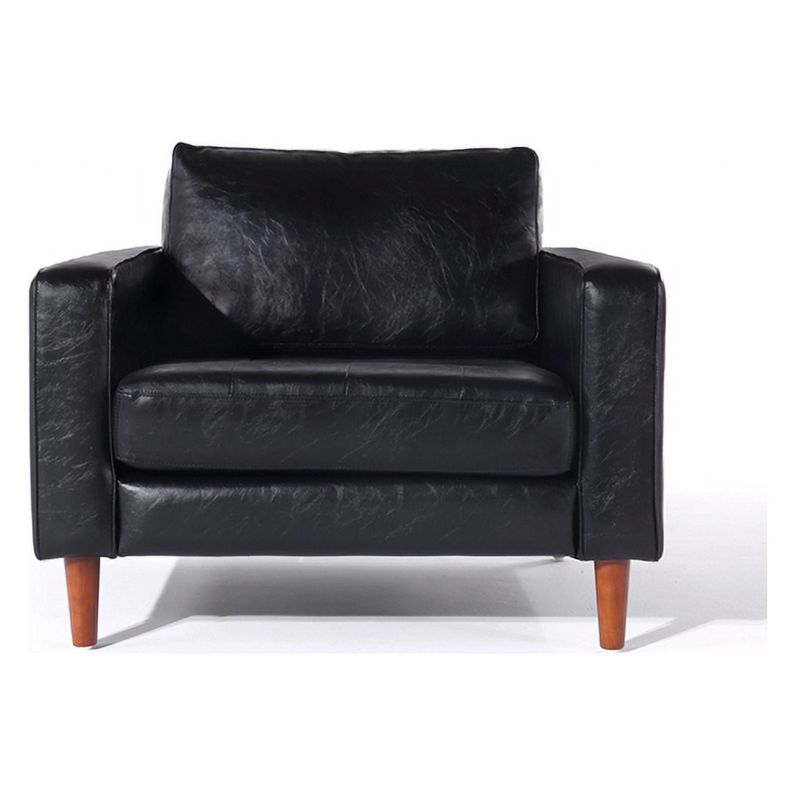 Crafters and Weavers Cosmic PU Faux Leather & Wood Arm Chair in Black