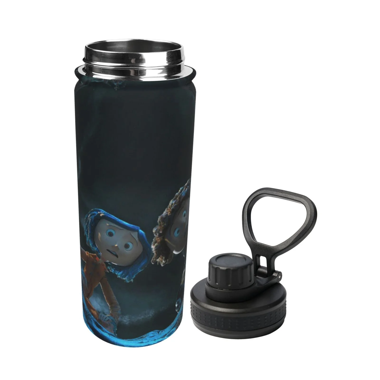 Doll Coraline Unisex Sports Insulated Water Bottles Kettle Stainless Steel Portable Cup 18OZ For School Travel Gym Running
