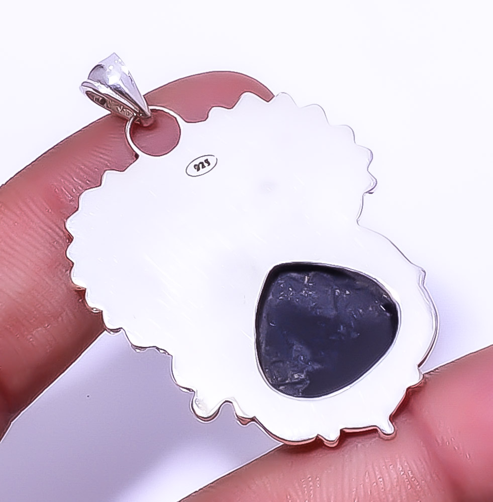 Faceted Black Onyx Gemstone 925 Silver Plated Designer Pendant 1.95