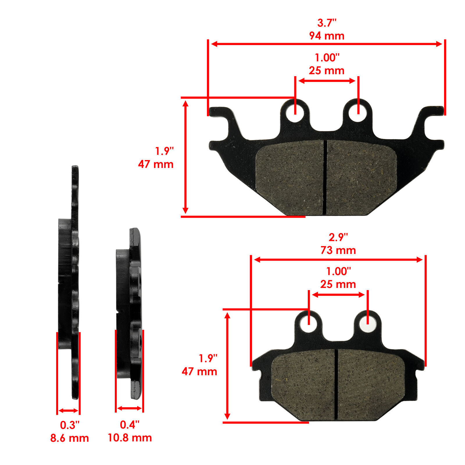 Front & Rear Brake Pads for Kawasaki KVF300 Brute Force 300 2012 2013 2014
